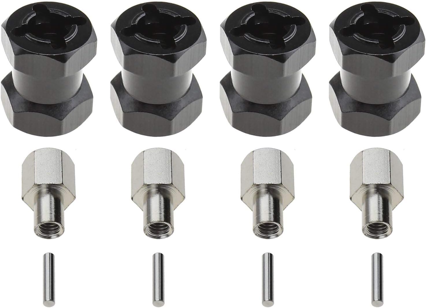 4Pcs 12mm RC Wheel Hub Hex Extenders 15mm Extension Hex Drive Adapter Combiner Coupler Fit for 1/10 Remote Control Crawler Car