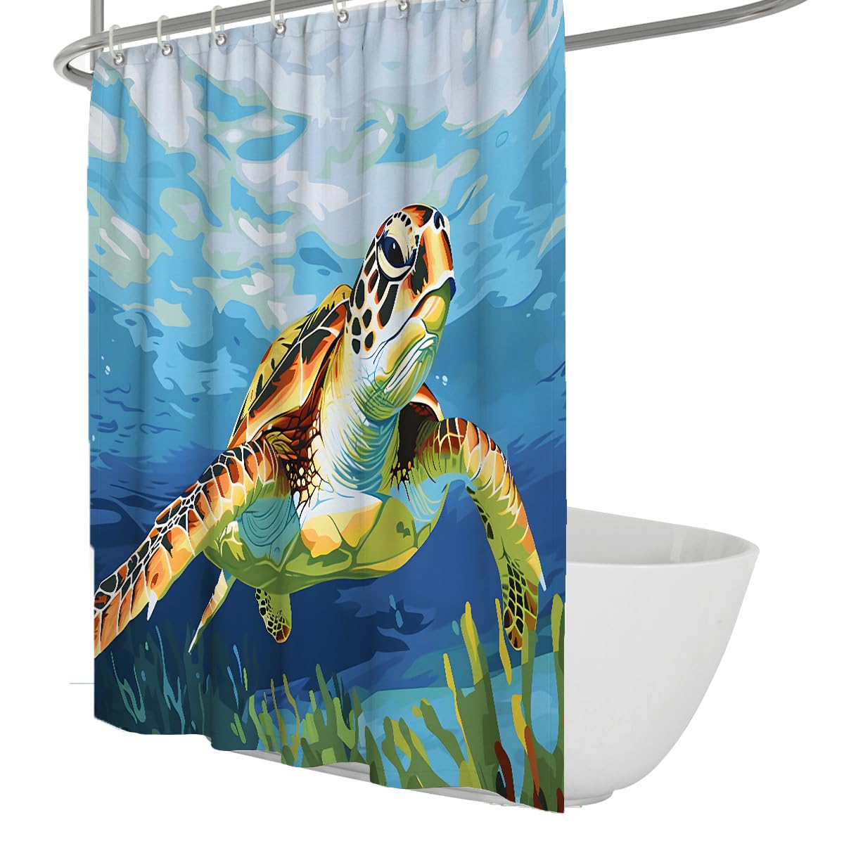 Rideau Douche Tortues Marines Theme Ocean 180 x 180 cm