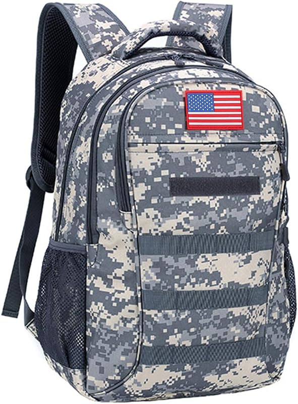 Mochila de camuflaje para niños 40L Army Bookbag para niños de secundaria | Puerto de carga USB, tela impermeable 900d, mochila de camuflaje para adolescentes de primaria, estilo táctico militar