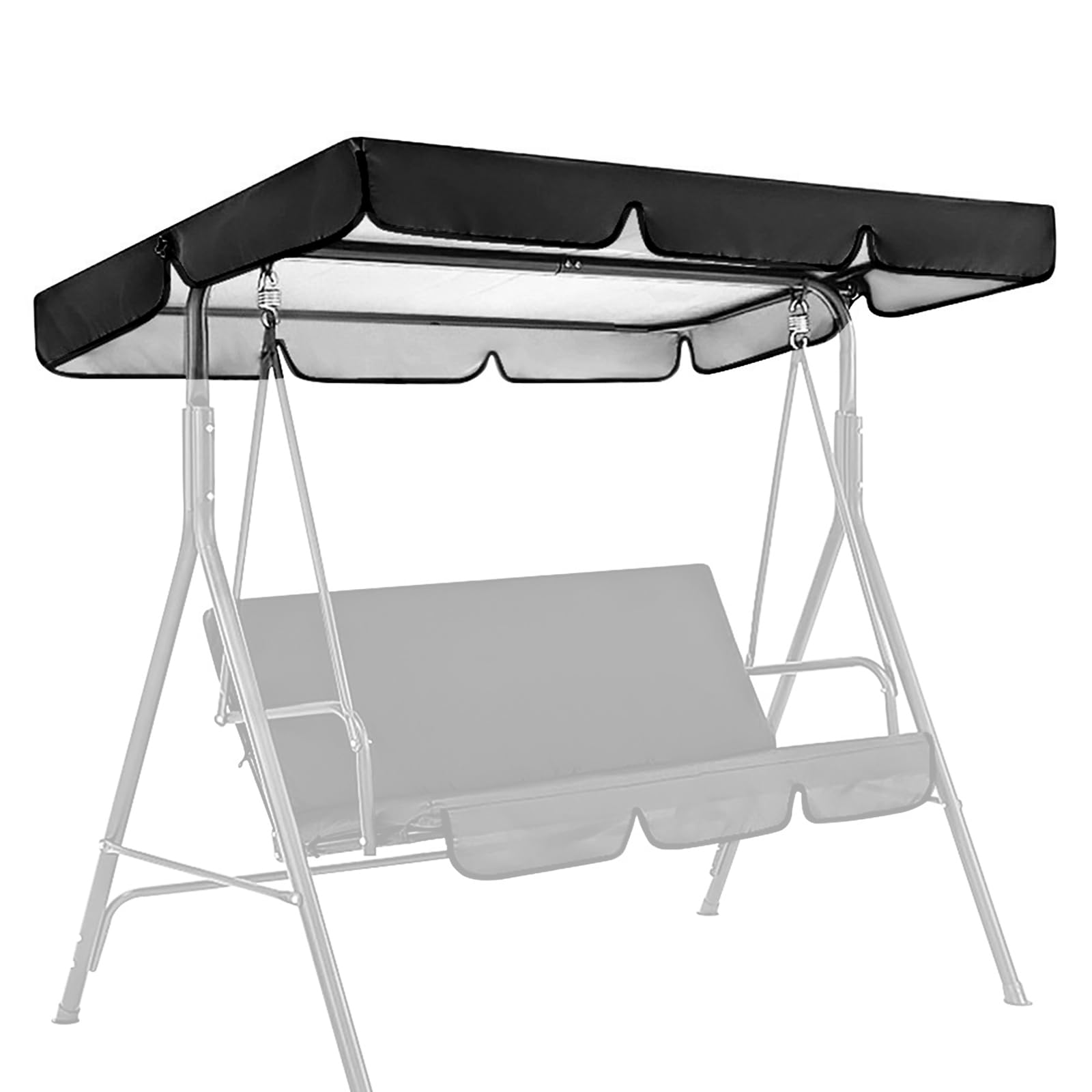 Sun Canopy Hollywood Swing Roof Cover, Universal Garden Swing, Water-Repellent, Black