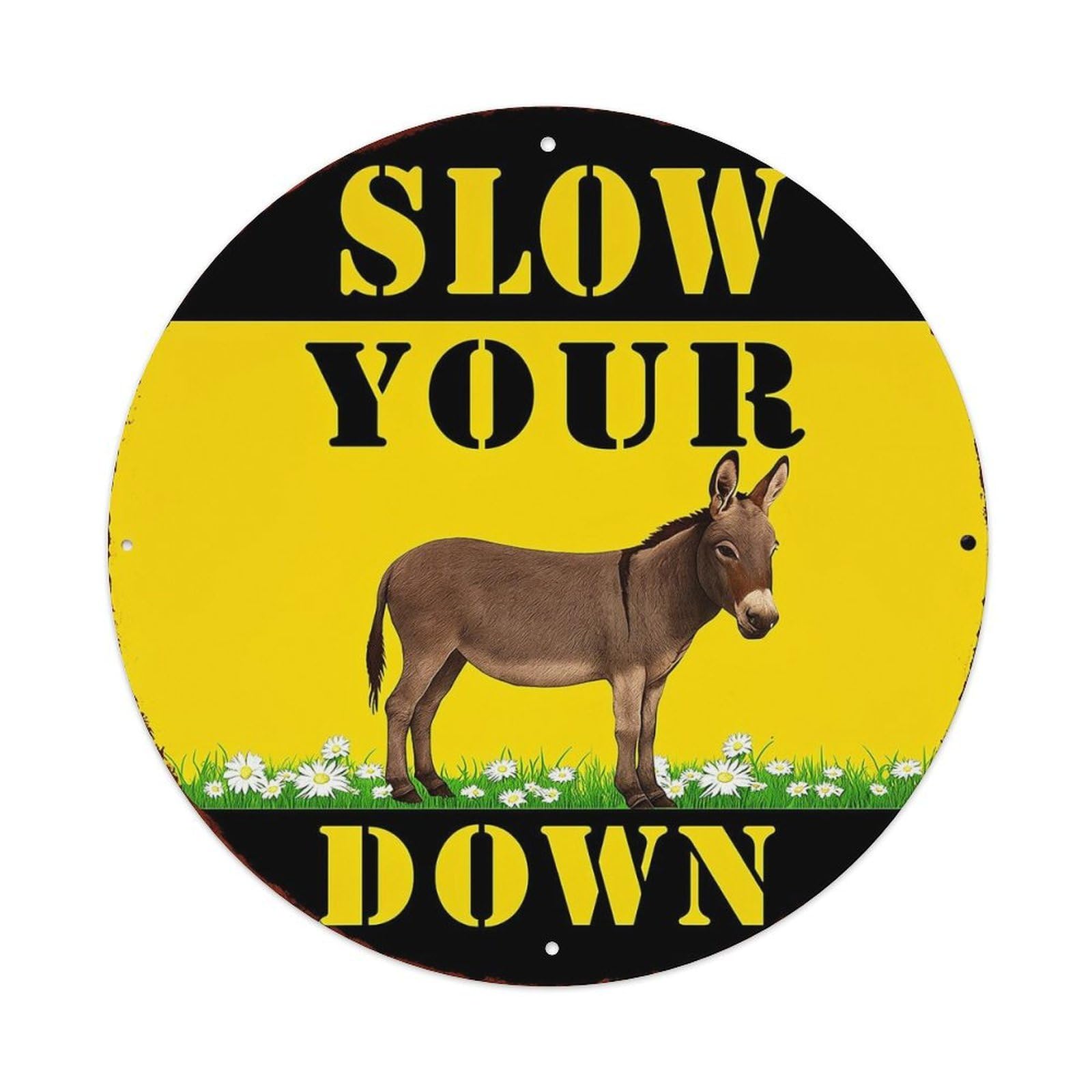 Jdyansheng Vintage Slow Your Down Donkey Sign_1 Tin Sign Metal Poster Metal Signs For Home Man Cave Bar Cafe Kitchen Laundry Room Wall Decorations 8X8 Inches