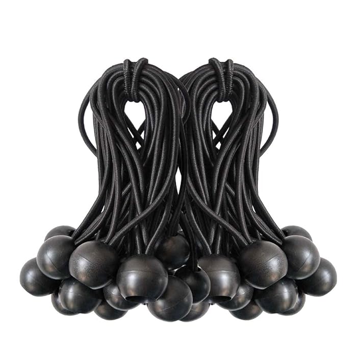 Buy Ball Bungee Cords, 50 Packs, 4 Inch Black Tie Down Cords for Tarp
