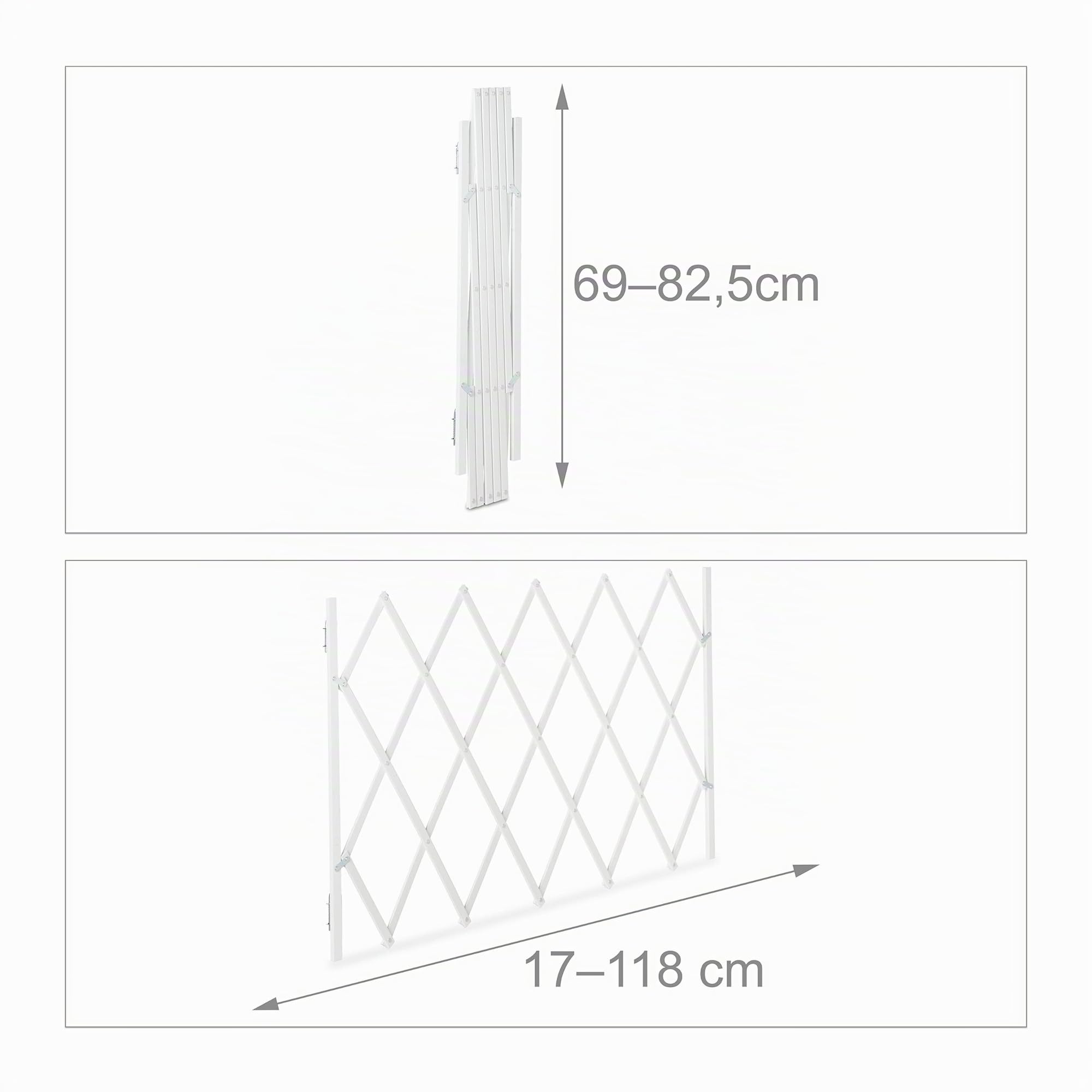 Relaxdays Barrera Seguridad Perro, Valla Protección Niño Escalera, Plegable, hasta 118cm, Reja Puerta Mascota, Blanco
