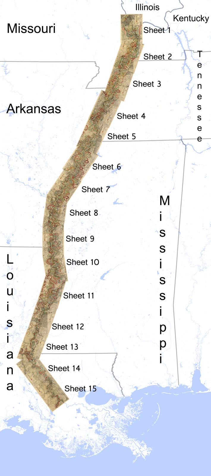 Sheet 8-1944 Mississippi River Map - River House Decor Wall Art Gifts - Harold Fisk Ancient River Meander Alluvial Valley Poster Mississipi Mississ Missipi 11x16 inches Unframed. - Image 2