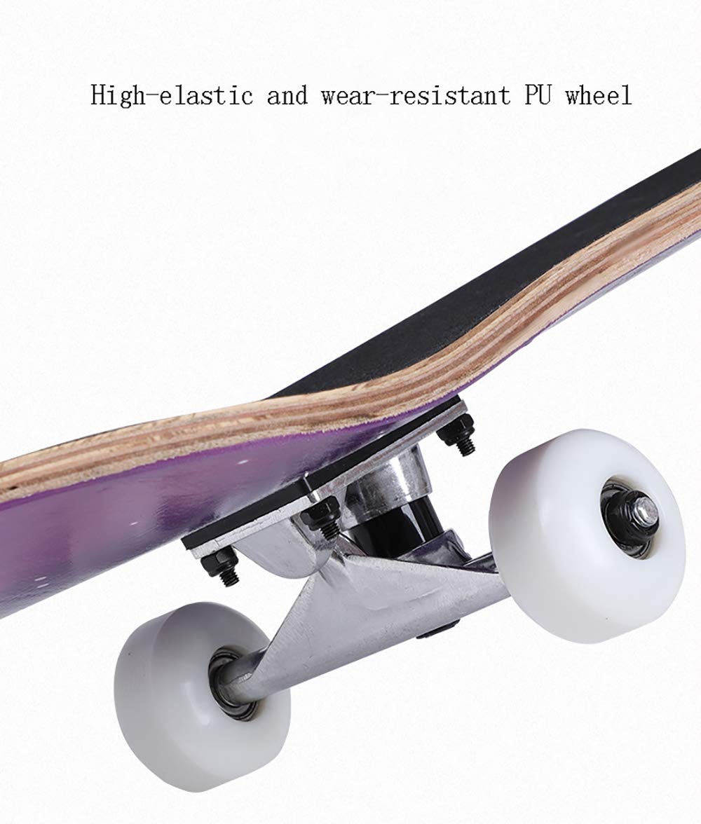 Tabla de Skate Retro, Skateboard Completo,APEC-7Mute Rodamientos +Alta Velocidad PU Rueda 7Capas Arce Tabla de monopatín, para Adolescentes Adultos Chicas Muchachos Niños