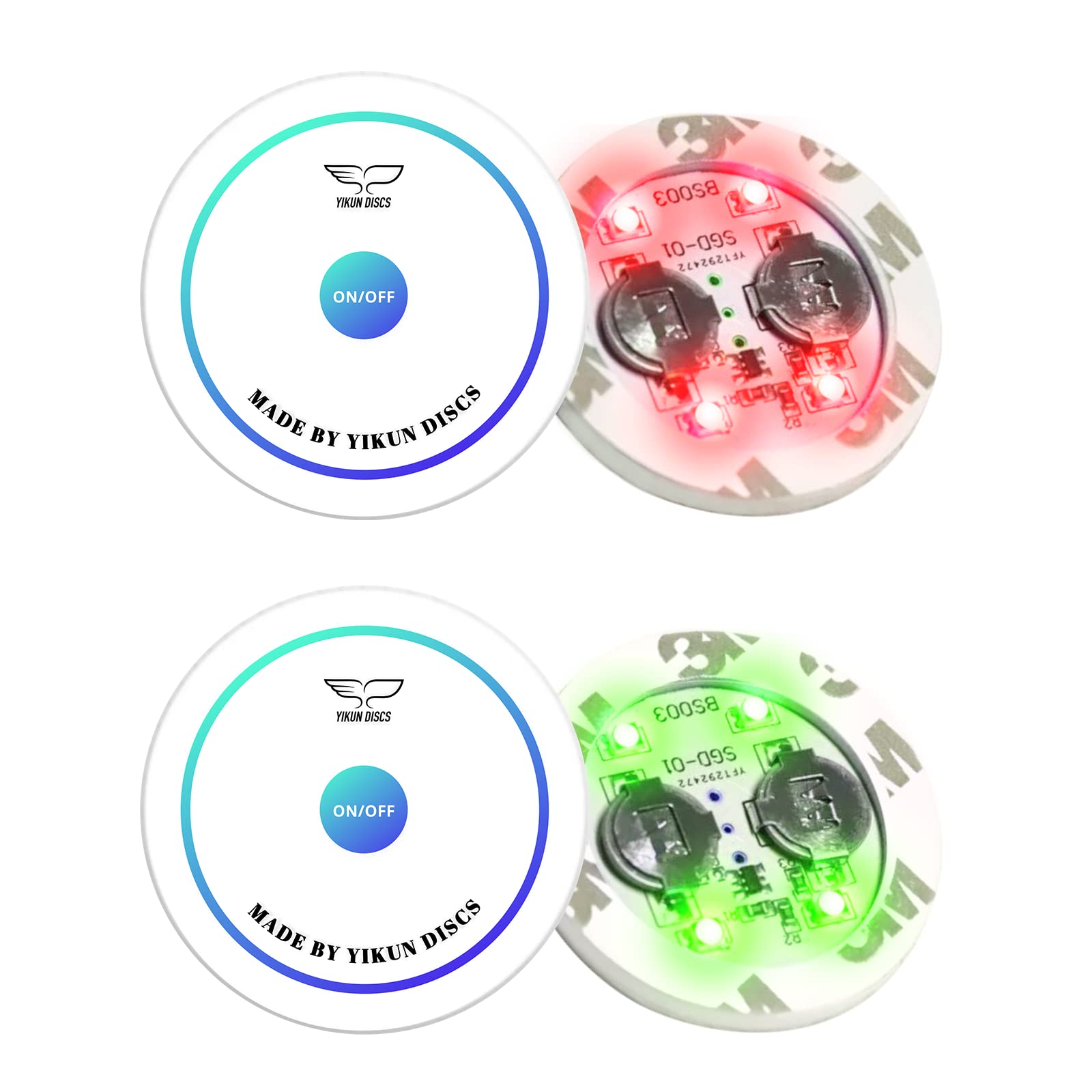 Yikun Disc Golf LED Light 7 Dynamic Colors 2pcs Night Disc Golf Set Basket Lights LED Lamp Disc Golf Competition for Disc Golf Drivers/Putters/Midrange
