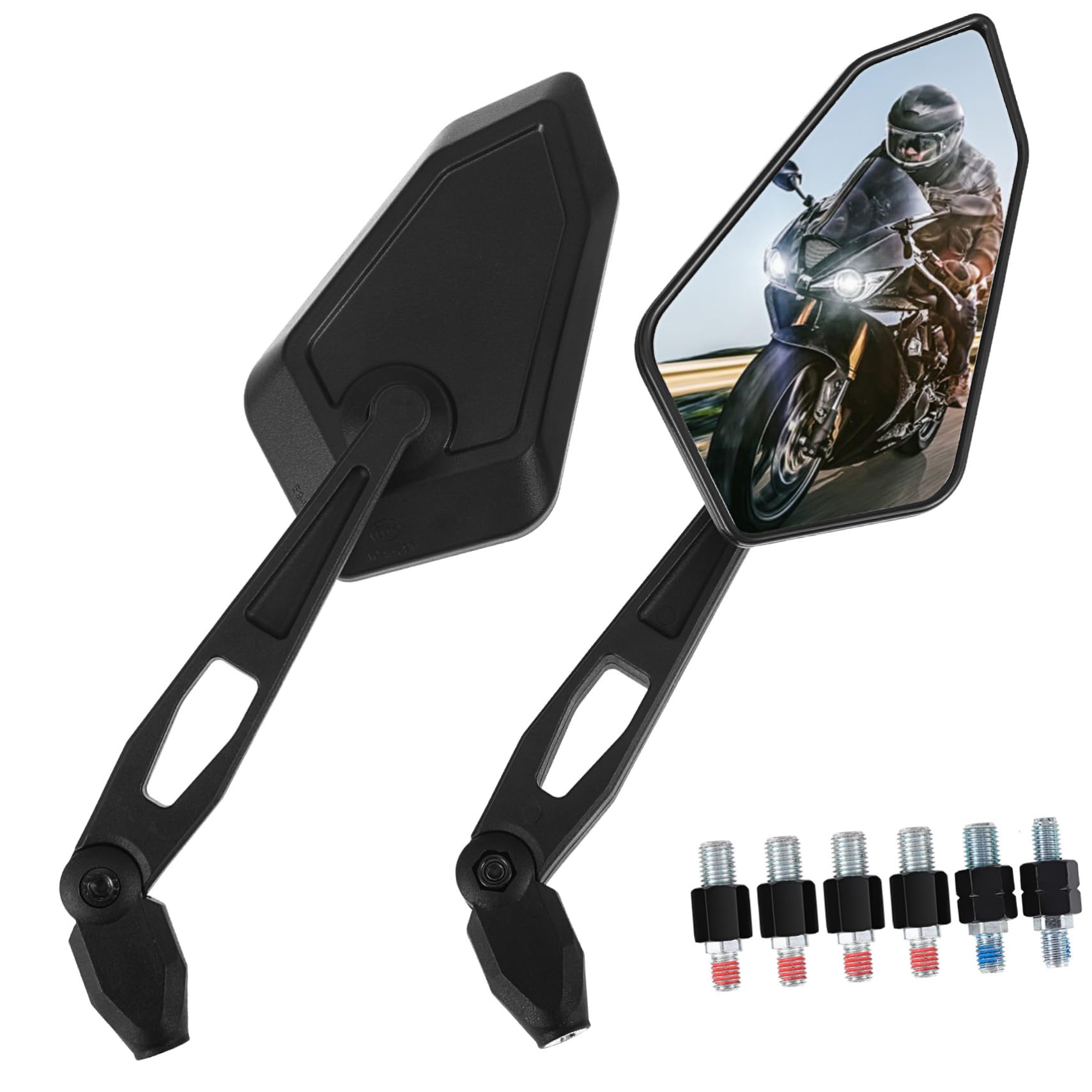 Rétroviseurs Polygonaux de Moto 1 Paire, PP Nylon, Guidon