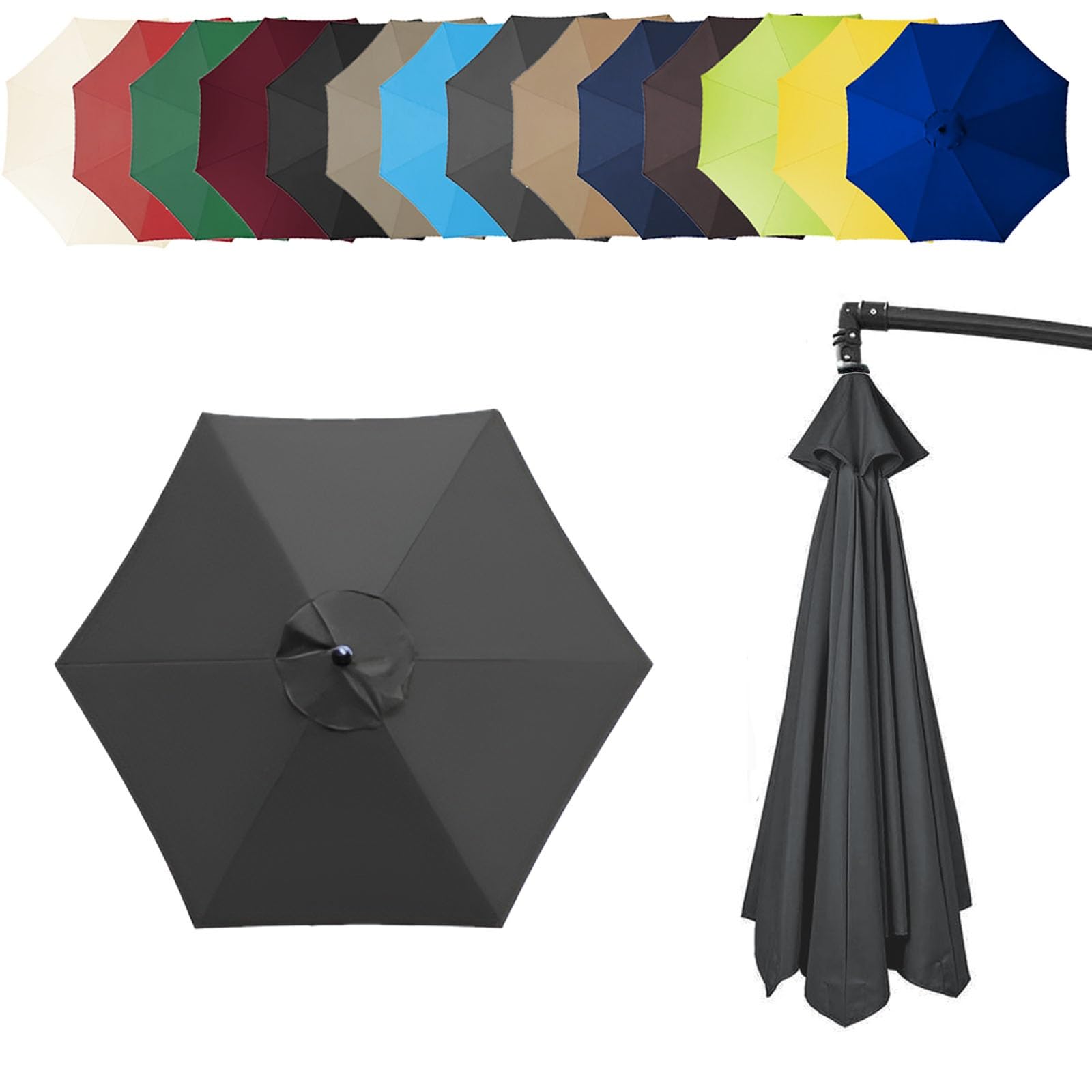 6.4ft/8.8ft/9.8ft (200/270/300cm) Replacement Parasol Garden Patio Umbrella Fabric Canopy Cover, Heavy Duty Polyester Fabric Outdoor Shade Canopy Cover For Market Table Cantilever Parasol Top Cover(Co — image 1