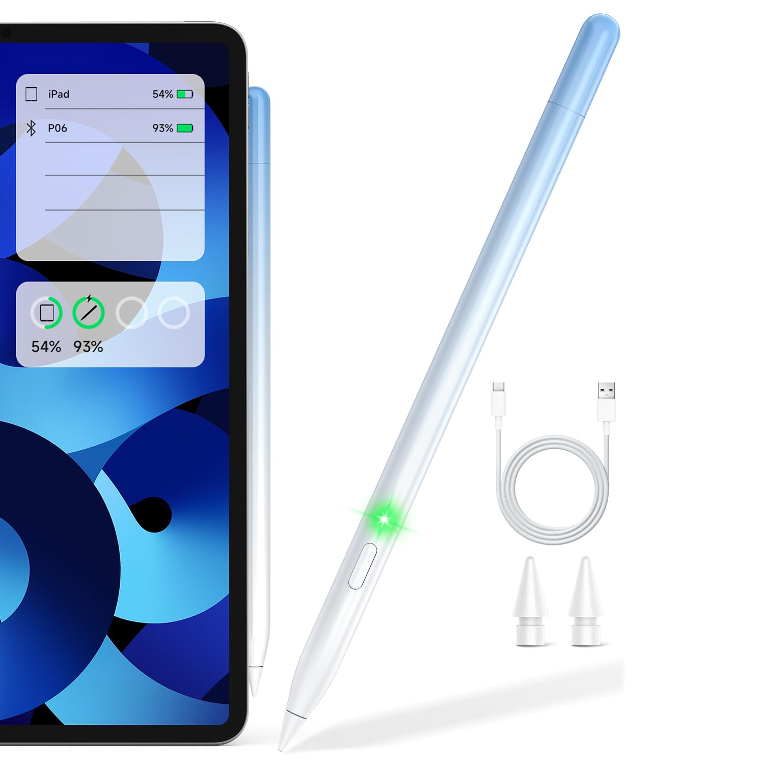 タッチペン iPad専用 磁気充電 Type-C急速充電 iPad用ペンシル Apple Pencil互換 スタイラスペン