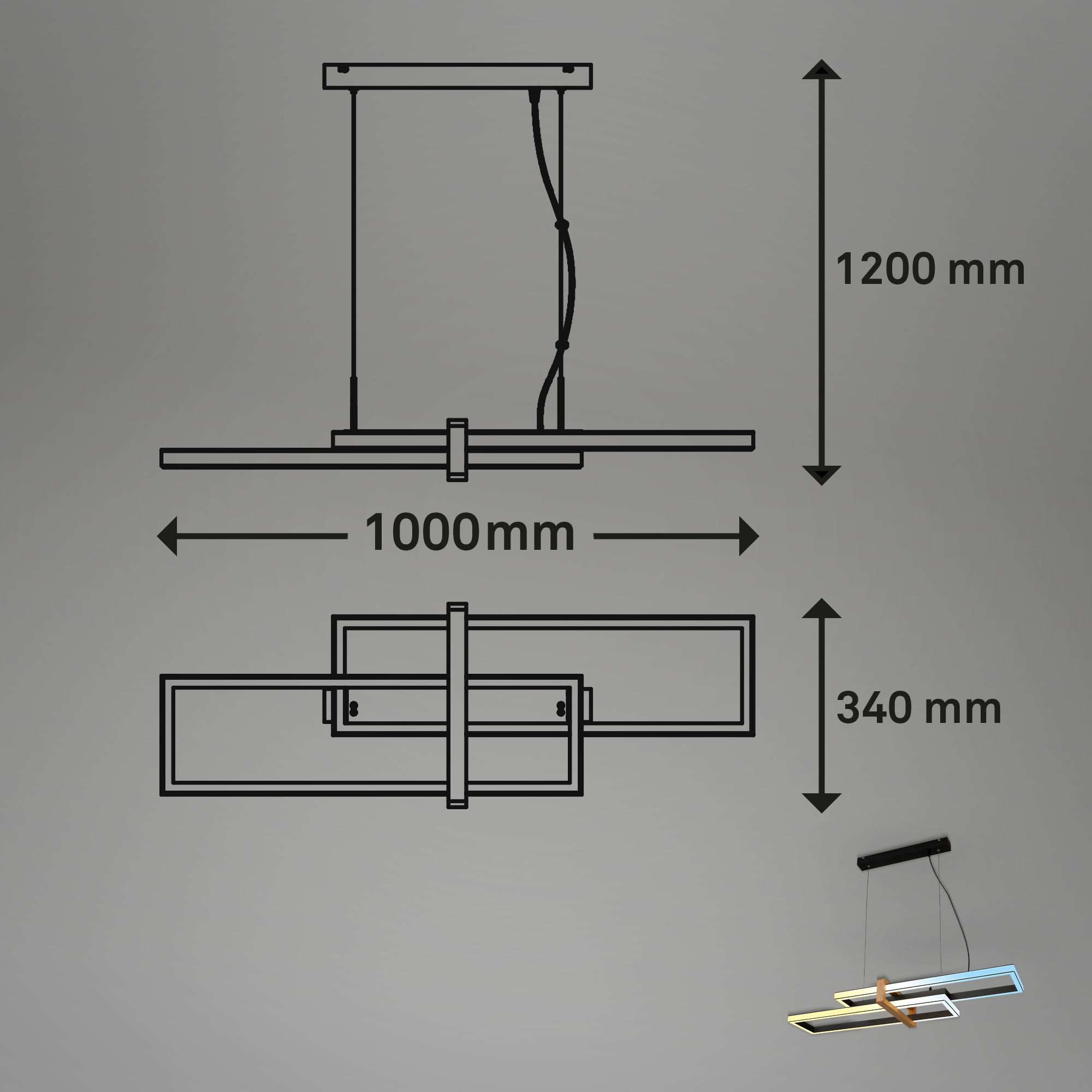 BRILONER – Dimmbare LED Pendelleuchte CCT, Fernbedienung, Nachtlicht und Timer, LED Deckenleuchte, Lampe, Wohnzimmerlampe, Hängelampe, Küchenlampe mit Holz
