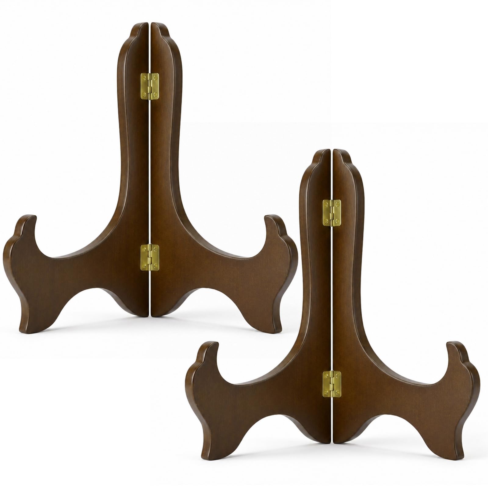 Tatuo 2 Packs Wooden Plate Stands for Display Easel Holders, 8 Inch, Brown