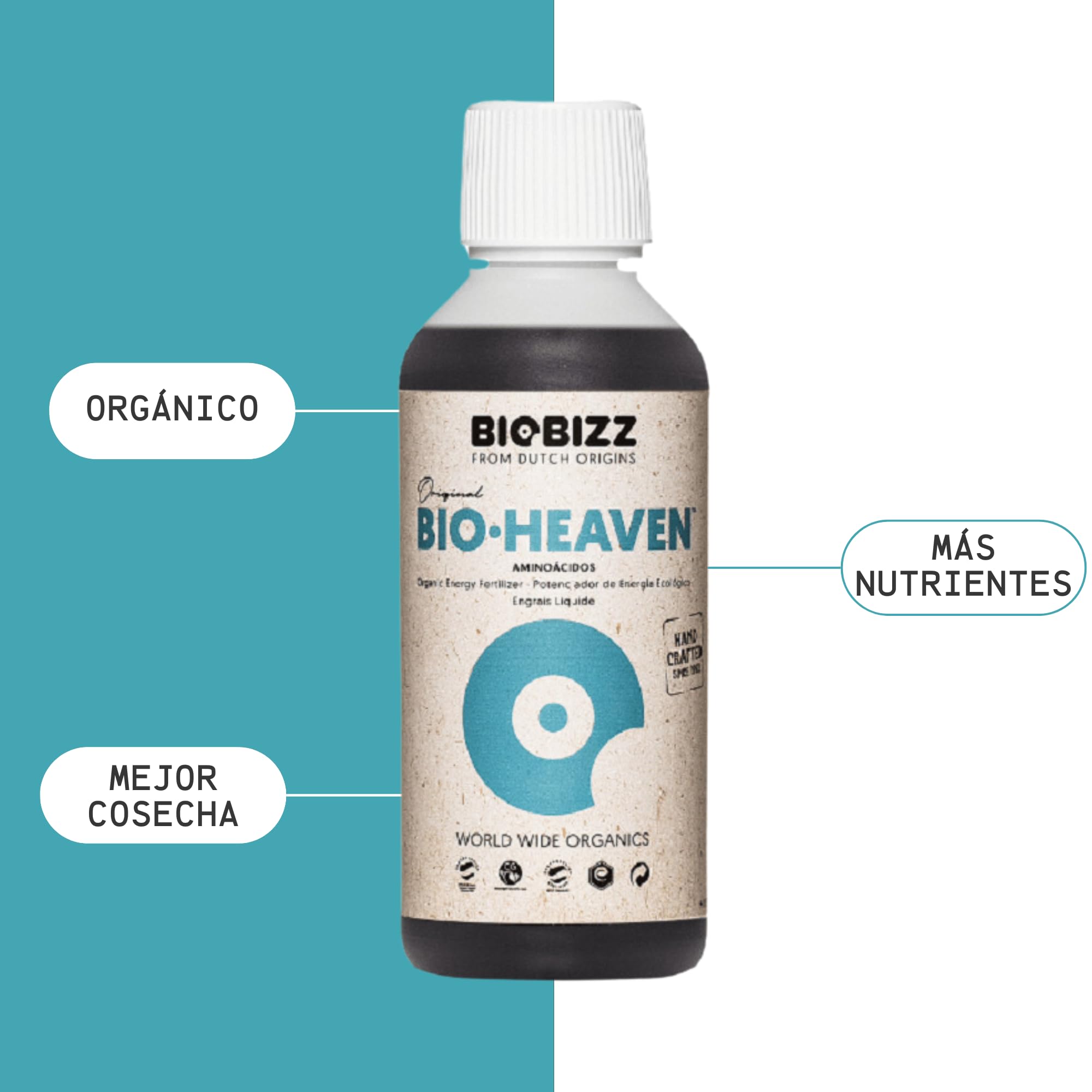 GROWMANIA Bio Heaven di BioBizz 250 ml + Probe Boost Up di Up Nutrients + misurino | Stimolatore di vitalità organico per piante | Per piccoli giardini e vasi di fiori