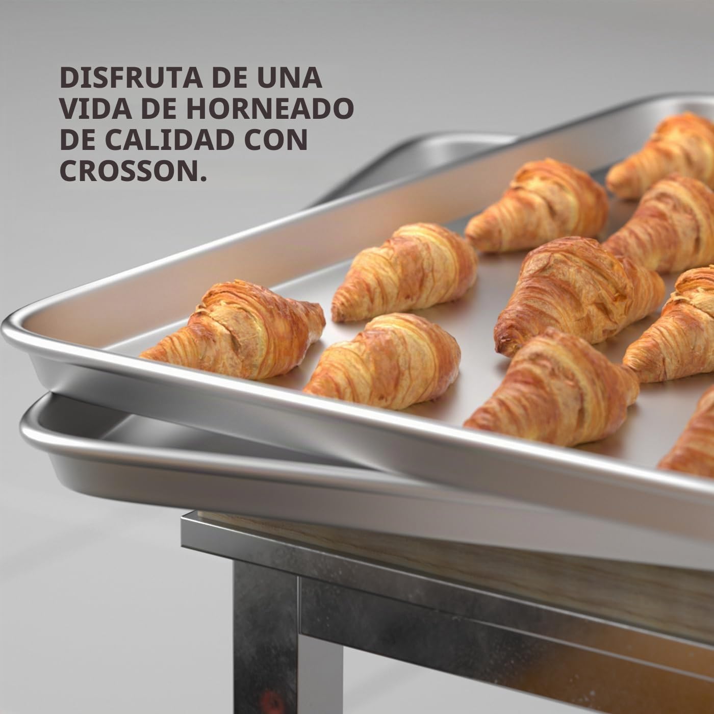CROSSON Bandeja para Hornear Rectangular 60 x 40 x 3 cm,Bandeja Hornear Profesional en Acero Inoxidable Resistencia a Altas Temperaturas Bandejas para Hornear Gelatina