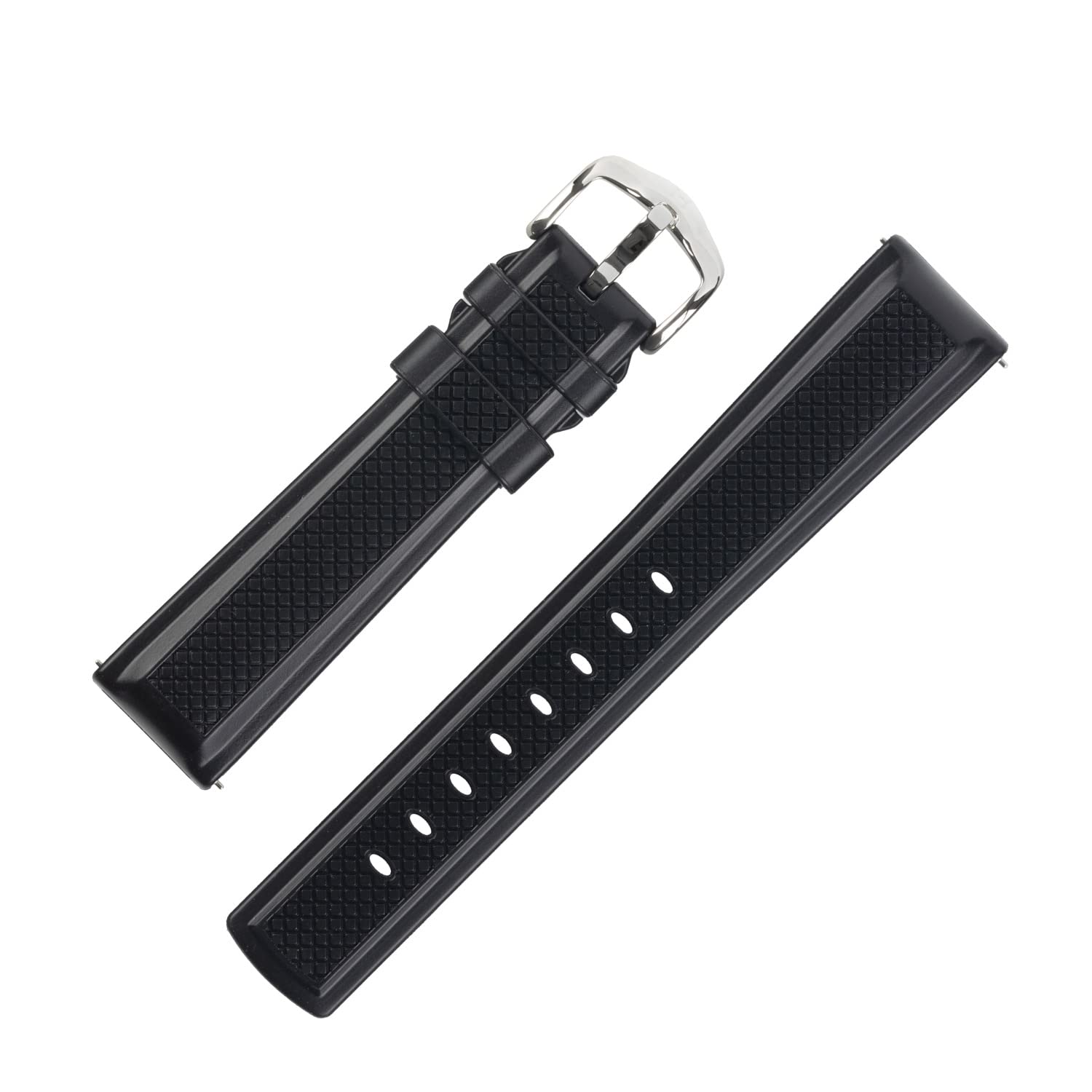 Accent Natural Rubber Waterproof Watch Strap and Buckle in Black