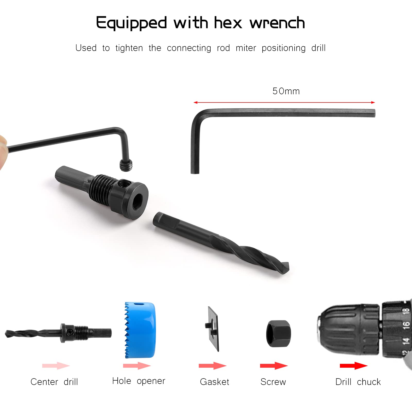 Kit Seghe A Tazza 17 Pezzi - Frese Foro Per Legno E Cartongesso, Da 19 A 127 Mm - Foto 3