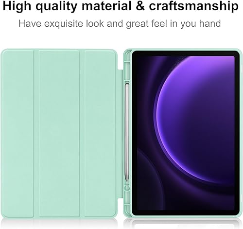 Miniatura 4 de Funda para Samsung Galaxy Tab S9 FE SM-X510X516B de 10.9 pulgadas, cubierta trasera mate TPU suave, funda protectora delgada y ligera, color verde