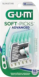 Soft Picks GUM Advanced, Palitos Interdentais Alongados, com estojo portátil, 18 unid., Gum, Roxo