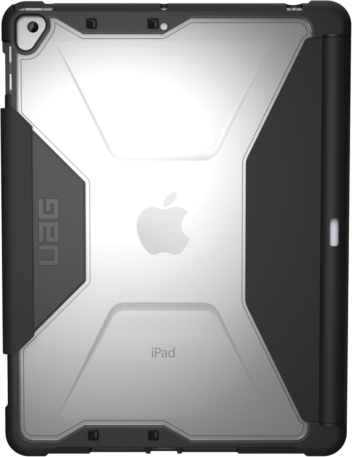 URBAN ARMOR GEAR UAG Designed for iPad 10.2 Case iPad 9th Generation 2021 iPad 8th Generation 2020, Black/Ice, Rugged Clear Multi-Angle Viewing Folio Stand with Pencil Holder Plyo Protective Cover