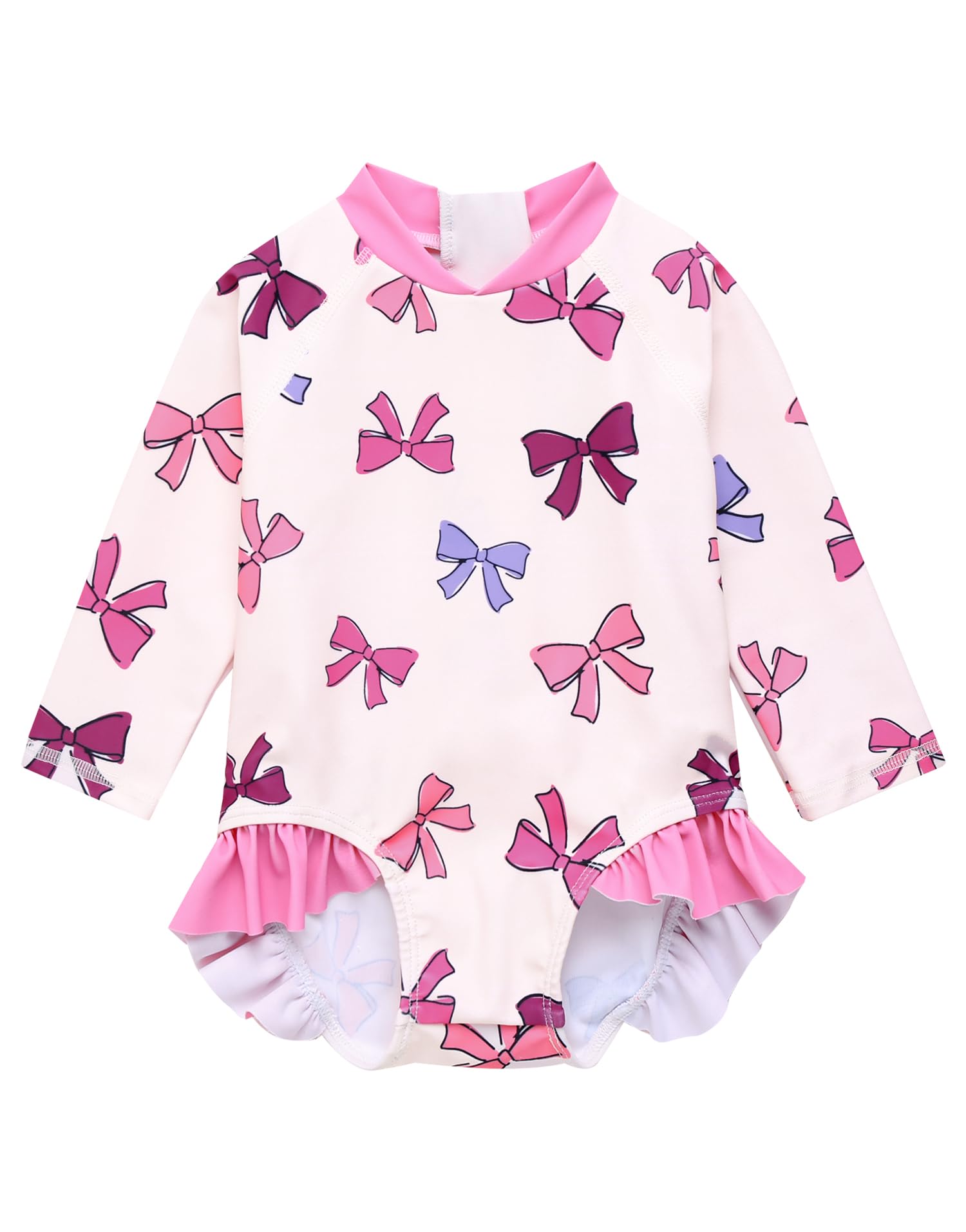 VAENAIT BABY Girls One-Piece Swimsuit, UPF 50+ Long Sleeve Rash Guard, Ruffle Swimwear Infant &amp; Toddler for 0-2 Years