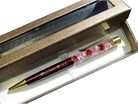 Amazon Co Jp 還暦祝い プレゼント 女性 母 Boooogo オリジナル ハーバリウムボールペン ギフトbox付 予算 3千円 くらい 還暦祝いペン 赤 Box ブラウン ホーム キッチン