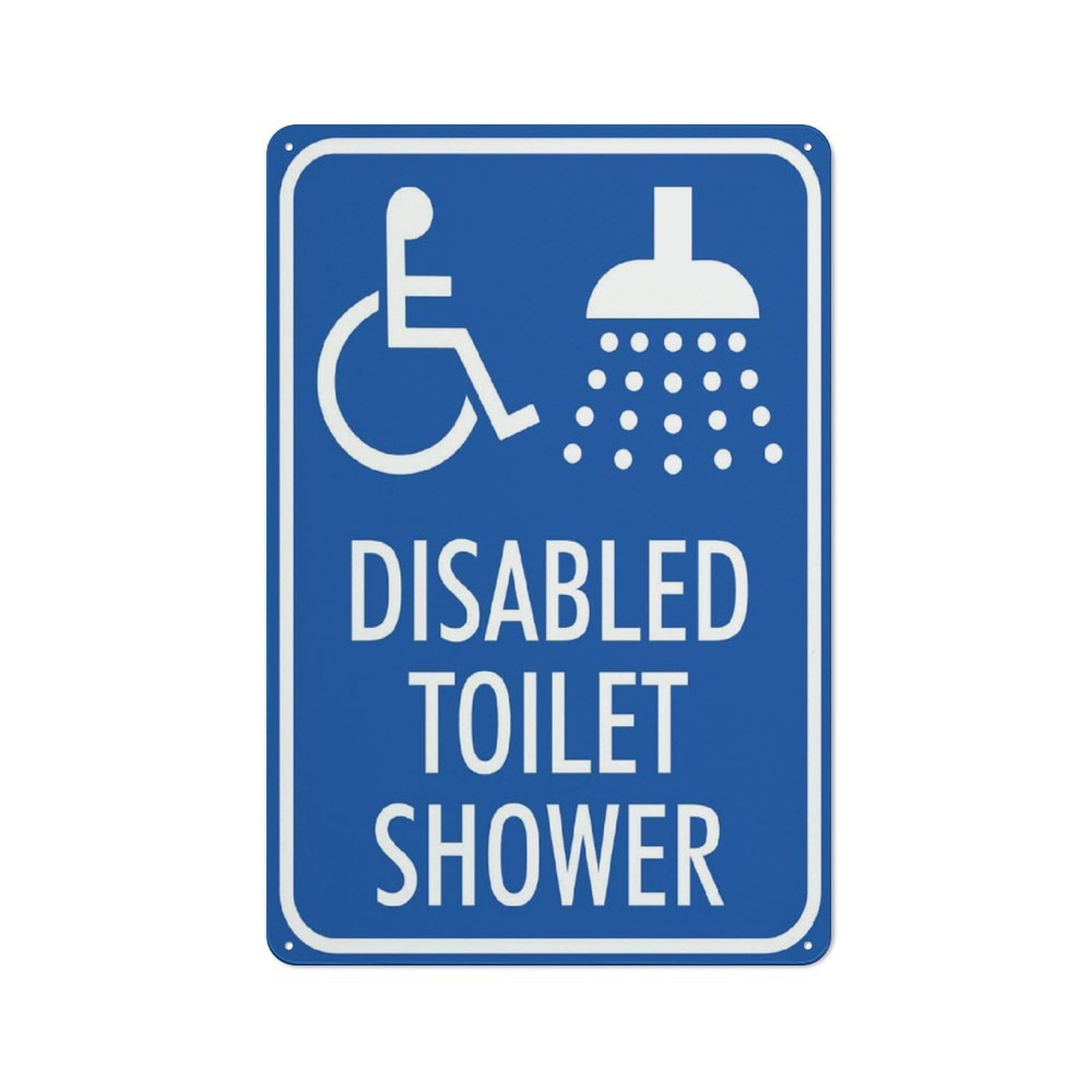 Disabled Toilet Shower Sign for Business, 8x12 Inch Rust-Free UV-Printed Aluminum, 4 Pre-Drilled Holes, Durable & Weatherproof
