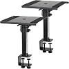 Pronomic SLS-36K BK Pair of Table Tripods with Table Clamp for Studio Monitors - Very Space Saving - Height Adjustable from 24.5 cm and 41.5 cm - Shelf with Foam Rubber Strips - Black