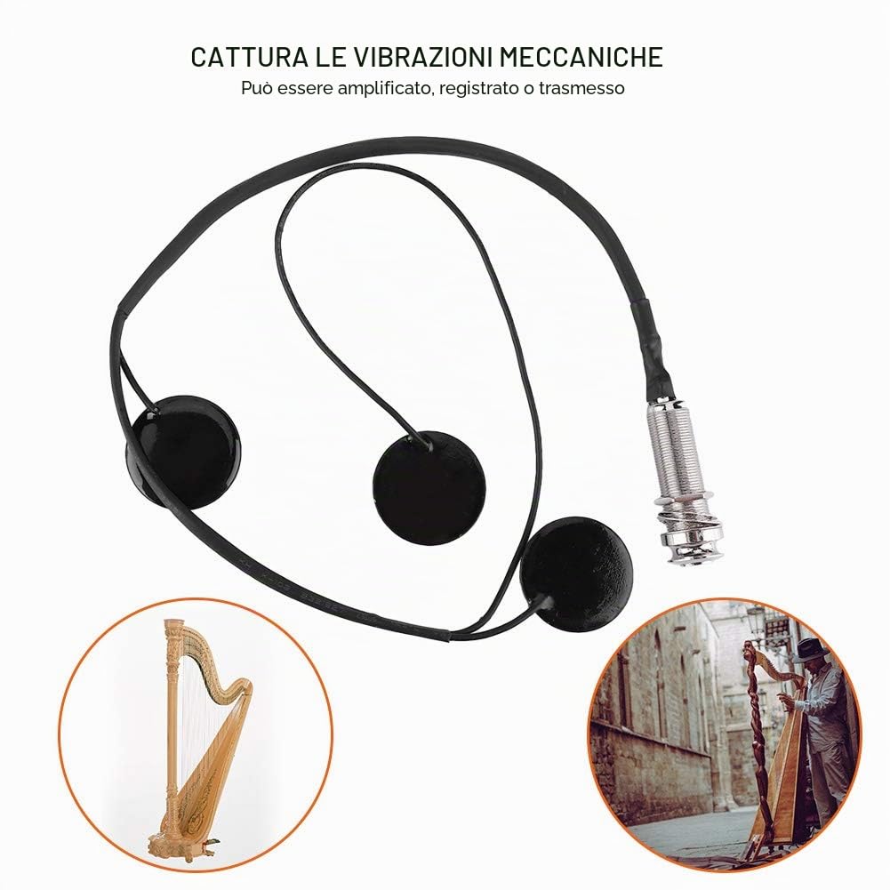 Contatto microfono pickup,piezo microfono pickup Quality Portable Metal Harp Pickup Transducer,for Controllo del Volume per Chitarra Classica Popolare Acustica Violino Ukulele Mandolino Banjo