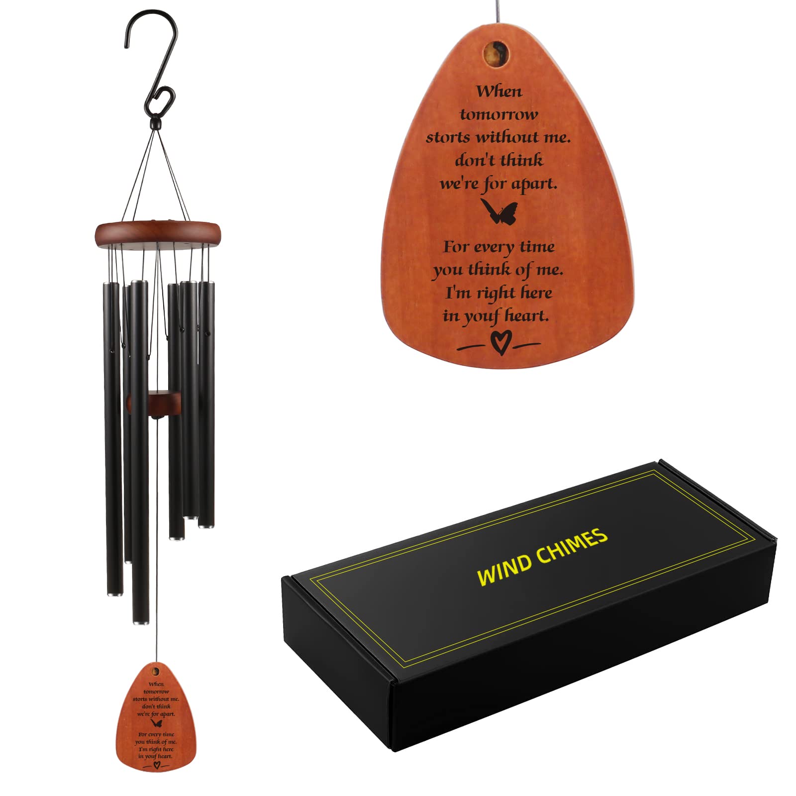 Sympathy Wind Chimes for Home Decor Garden Patio Outdoor,Memorial Wind Chimes for Loss of Loved One Prime,Memorial/Bereavement/Sympathy Gift with Gift Box and Condolence Card-3D for Loss Friend
