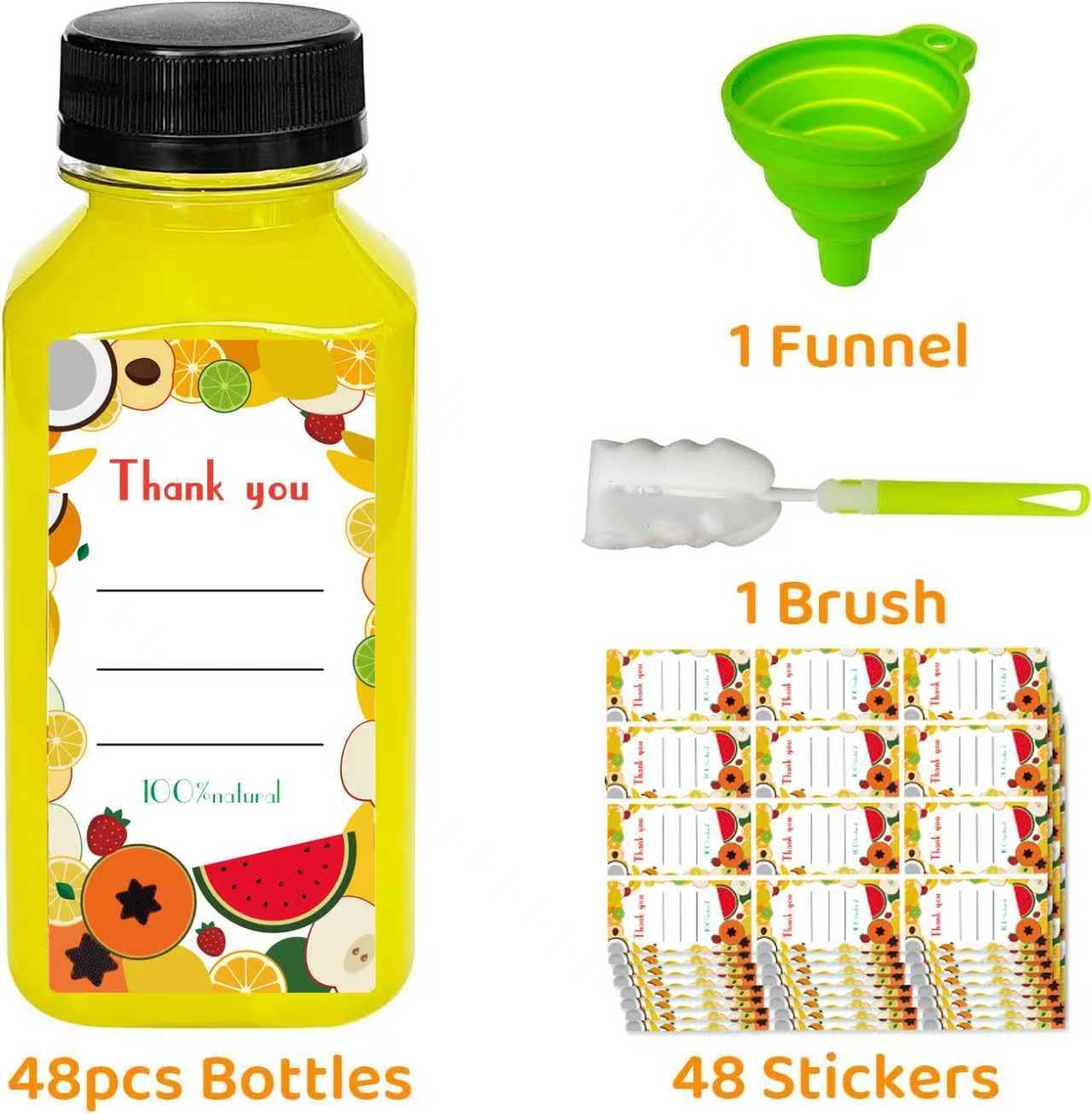 48pcs 8oz Juice bottle with caps,Plastic bottles with caps, Reusable Clear Bulk Beverage Containers for Juice, Milk and Other Beverages - Image 3