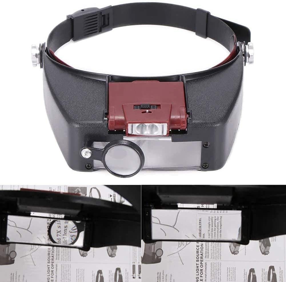 Lupas dentales, Lupa de Diadema Manos Libres, Lupa de joyero, Lupa de Cabeza con luz LED, Lupa, Visor de Cabeza con luz LED para reparación de Relojes de precisión.