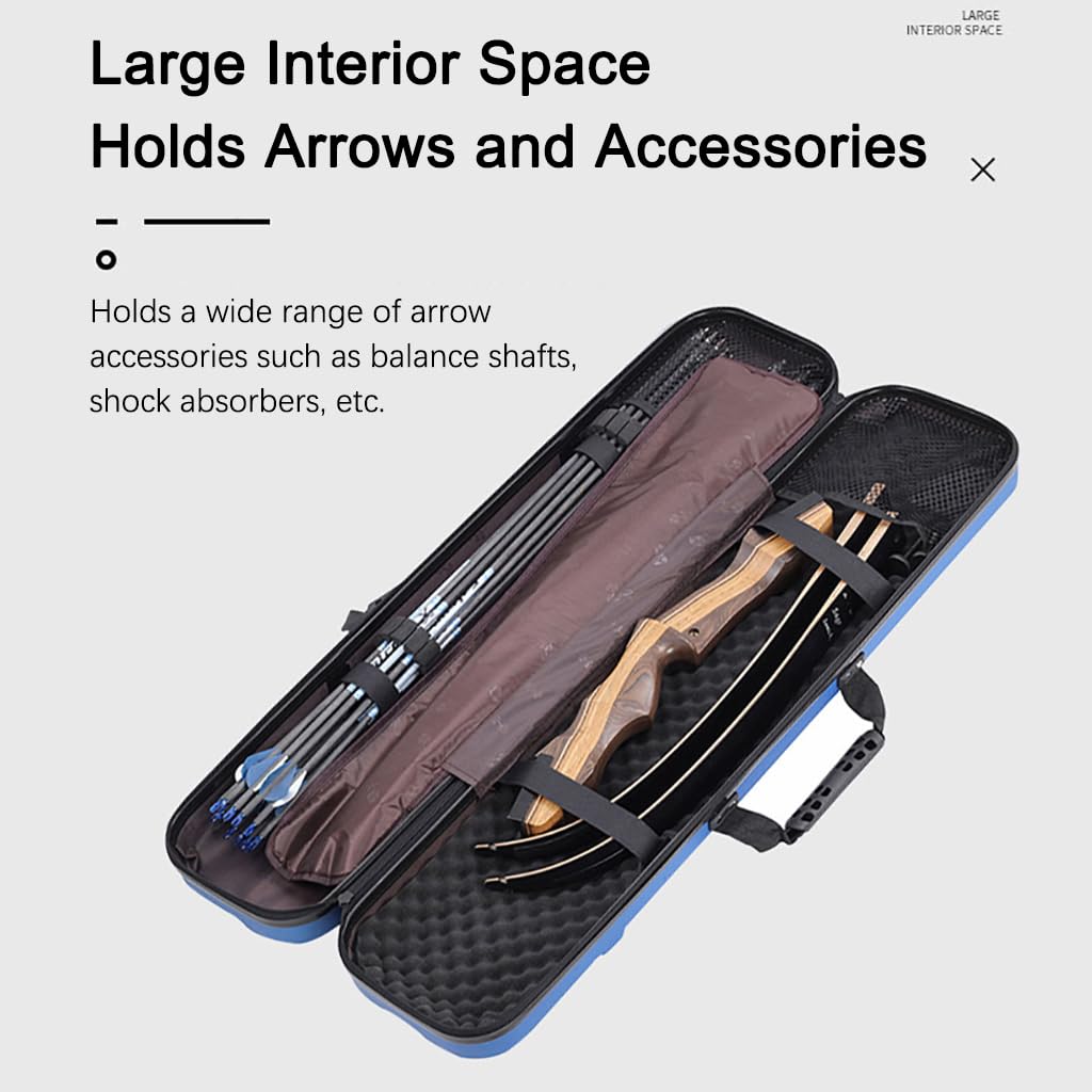 Takedown Recurve Bow Case Hard,Custodia Rigida In ABS per Tiro con L'arco E Borsa da Viaggio per La Caccia E La Pratica Del Tiro,Zaino Leggero con Imbottitura In Schiuma S(Size:90*20*14cm,Color:blu)