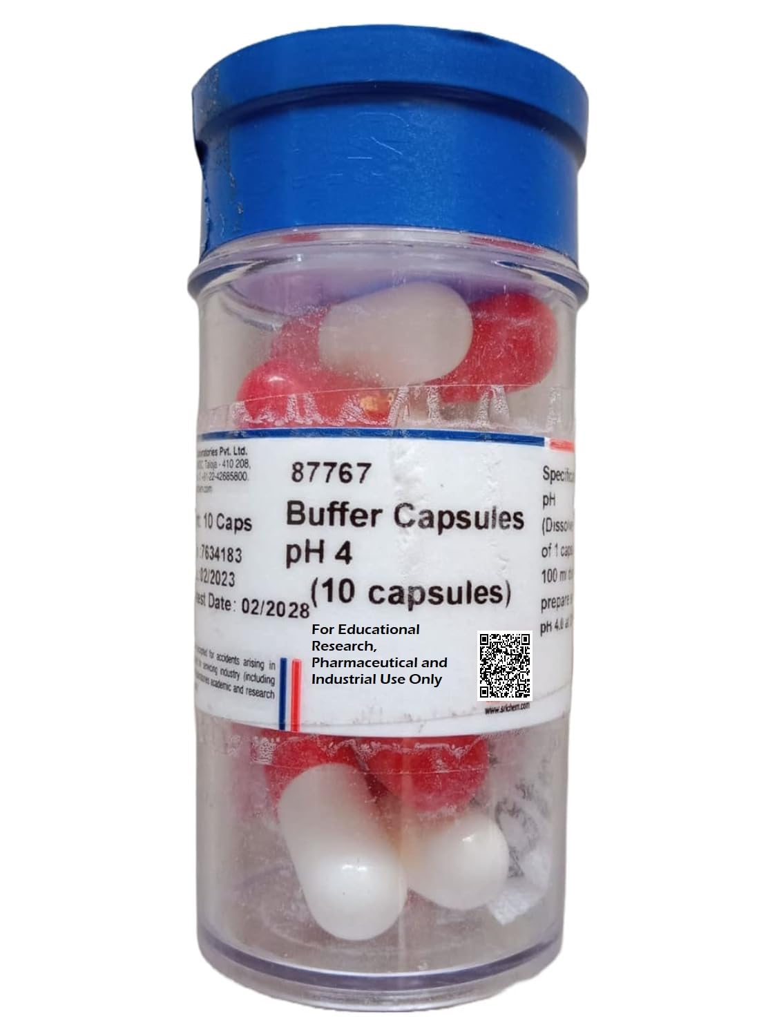 SRL Buffer Capsules pH 4 (Pack of 10 Capsules),Storage : Room Temperature,Shelf Life : 60 Months for Laboratory and Industrial use only