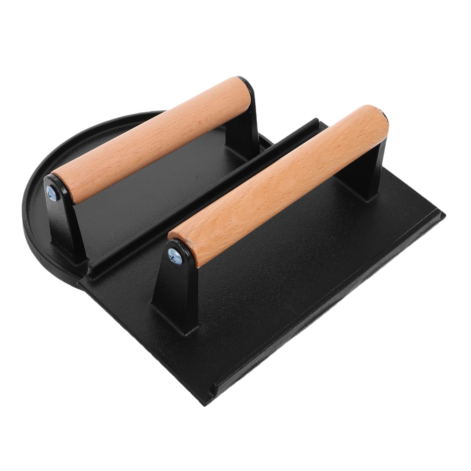IMIKEYA Prensa de Hamburguesas y Carne de Hierro Fundido con Mango de Madera Ergonómico, Prensa Rectangular y Redonda sin Revestimiento, Utensilio Resistente para Barbacoa y Cocina