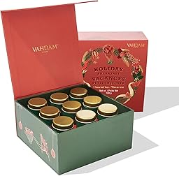 VAHDAM, Holiday Breakfast - Christmas Tea Gift Sets (90+ Cups) 9 Loose Leaf Tea - Luxury Gift Box | ChristmasTea Gifts 2025 Ideas | Christmas Gifts For Women, Men & Adults I Holiday Tea Gift Box