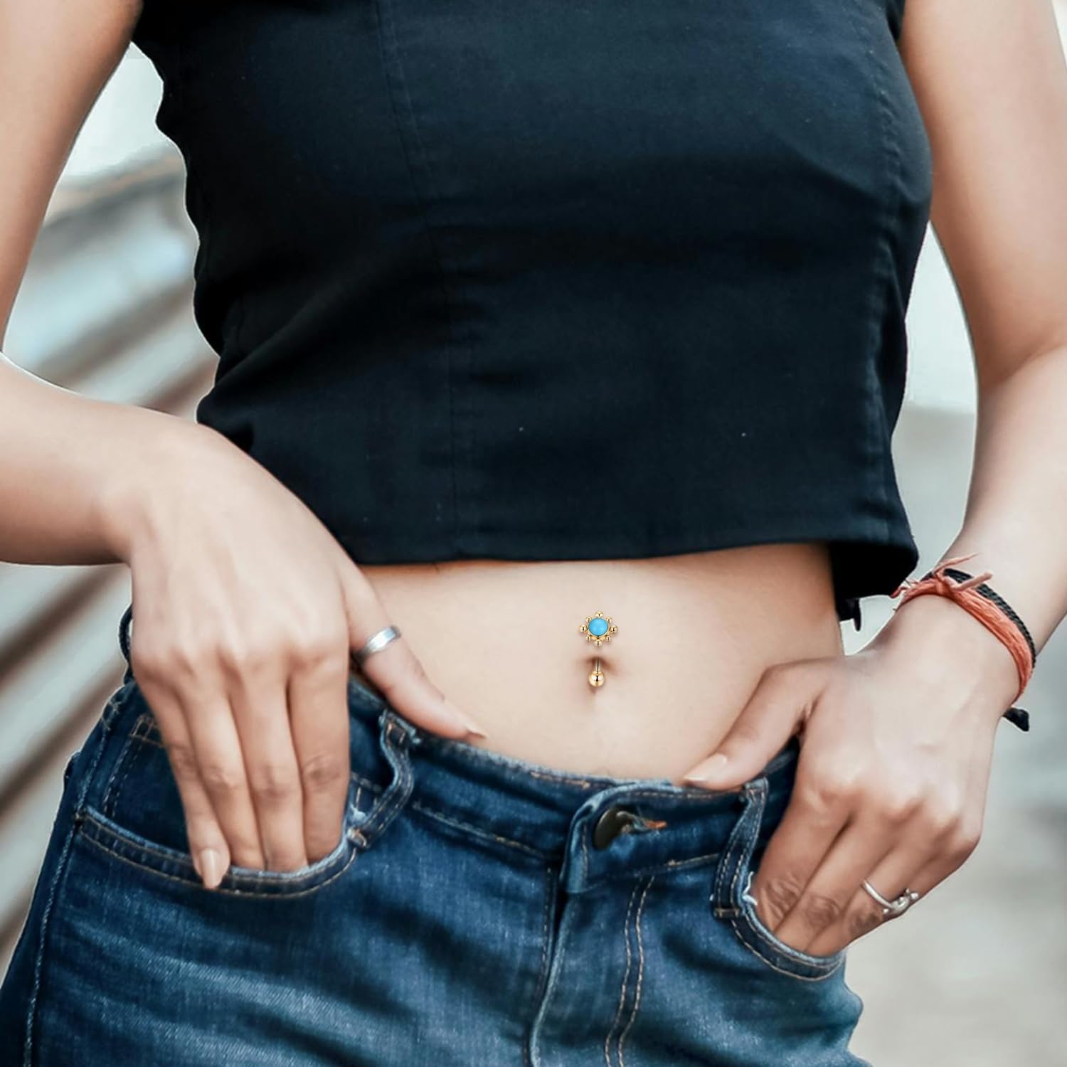 PEAKLINK G23 Titanium Belly Button Ring 14G Belly Piercing Jewelry Belly Barbell Navel Ring Navel Barbell Stud 8mm 10mm 12mm - Image 6