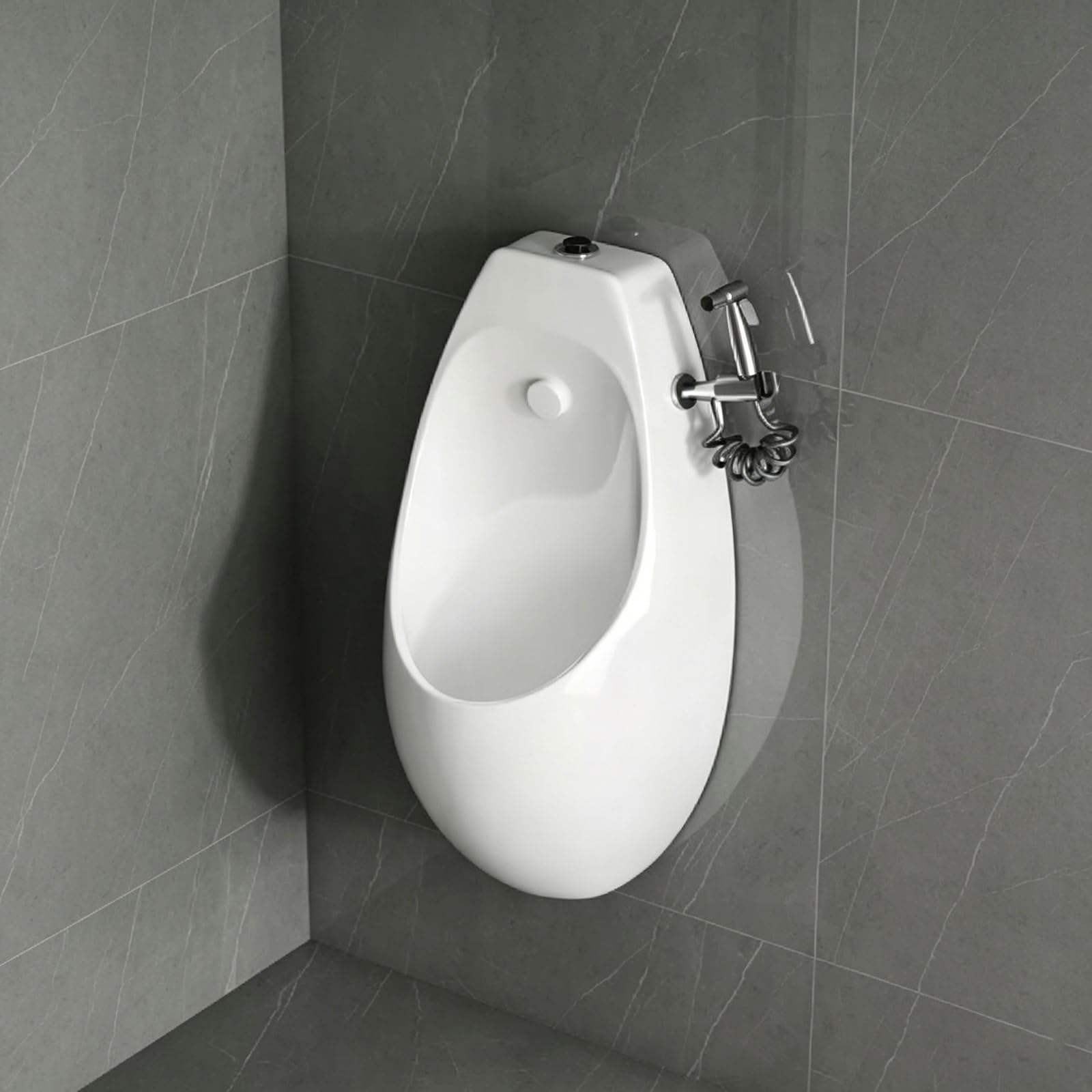 Naścienny ceramiczny pisuar, automatyczny czujnik spłukiwania, odporny na zachlapanie pisuar łazienkowy do domu, hotelu i toalet komercyjnych (przedni podręcznik i czujnik)