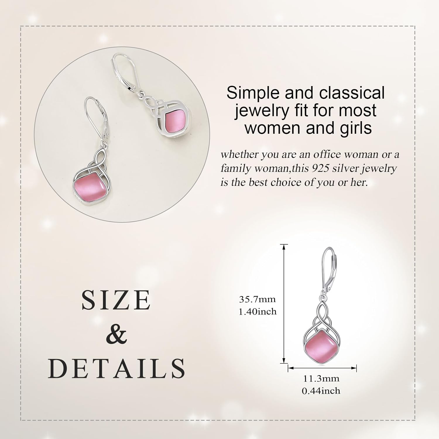 Irish Earrings for Women Sterling Silver Celtic Knot/Wings Leverback Earrings Nature Stone Long Celtic Teardrop Dangles Drop Earrings Jewelry Gifts for Women