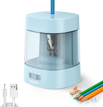 Deli Electric Pencil Sharpener, Automatic Pencil Sharpeners, Blue