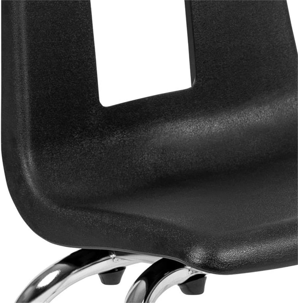 BOWERY HILL Contemporary Student Stack Chair, 22" H x 15" W x 14.5" D, Plastic and Steel, Black Finish, Ergonomic Design, Stackable Up to 12 Chairs, Preschool to Kindergarten Classroom Seating