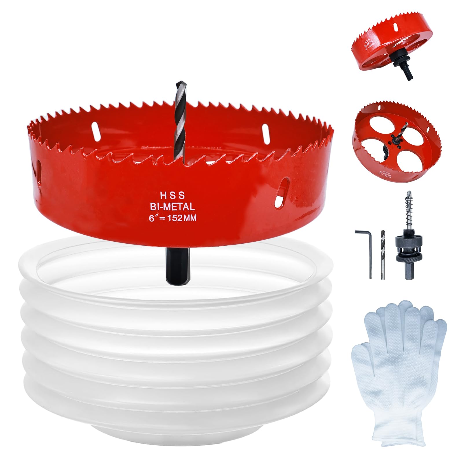 6Hole Saw for Recessed Lights, 6Inch Hole Cutter with Dust Bowl Catcher for Led Recessed Lighting 6 Inch and Wood Metal Drywall, Bi-Metal Construction