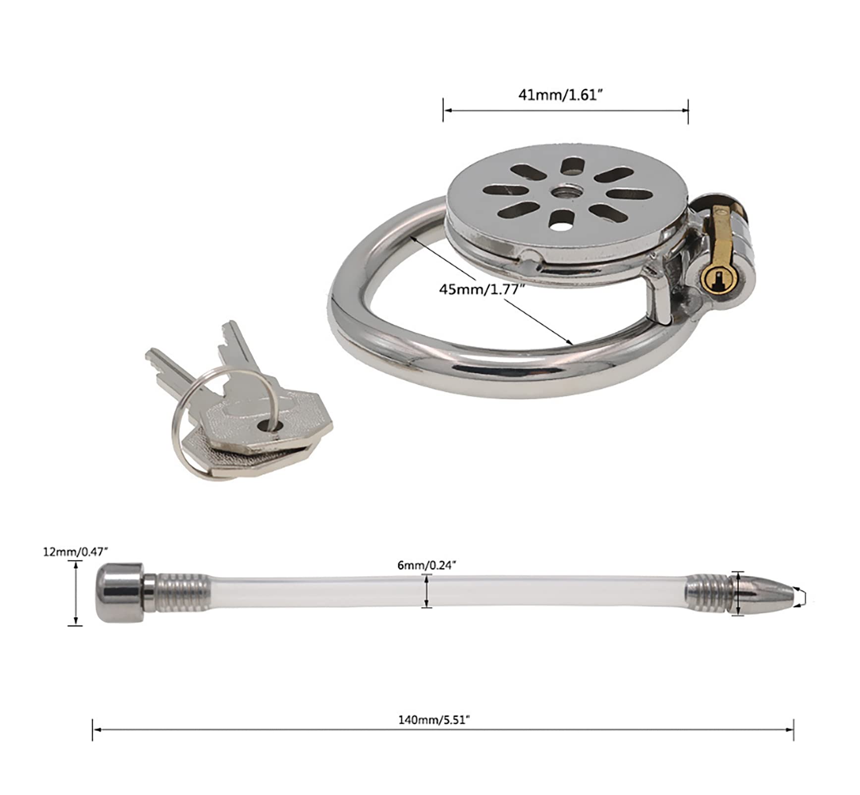 SeLgurFos Jaula del pene de acero inoxidable, transpirable plana jaula de castidad cinturón de castidad para los hombres, esclavo Bondage Extreme SM juguetes sexuales para el hombre (M-45mm)