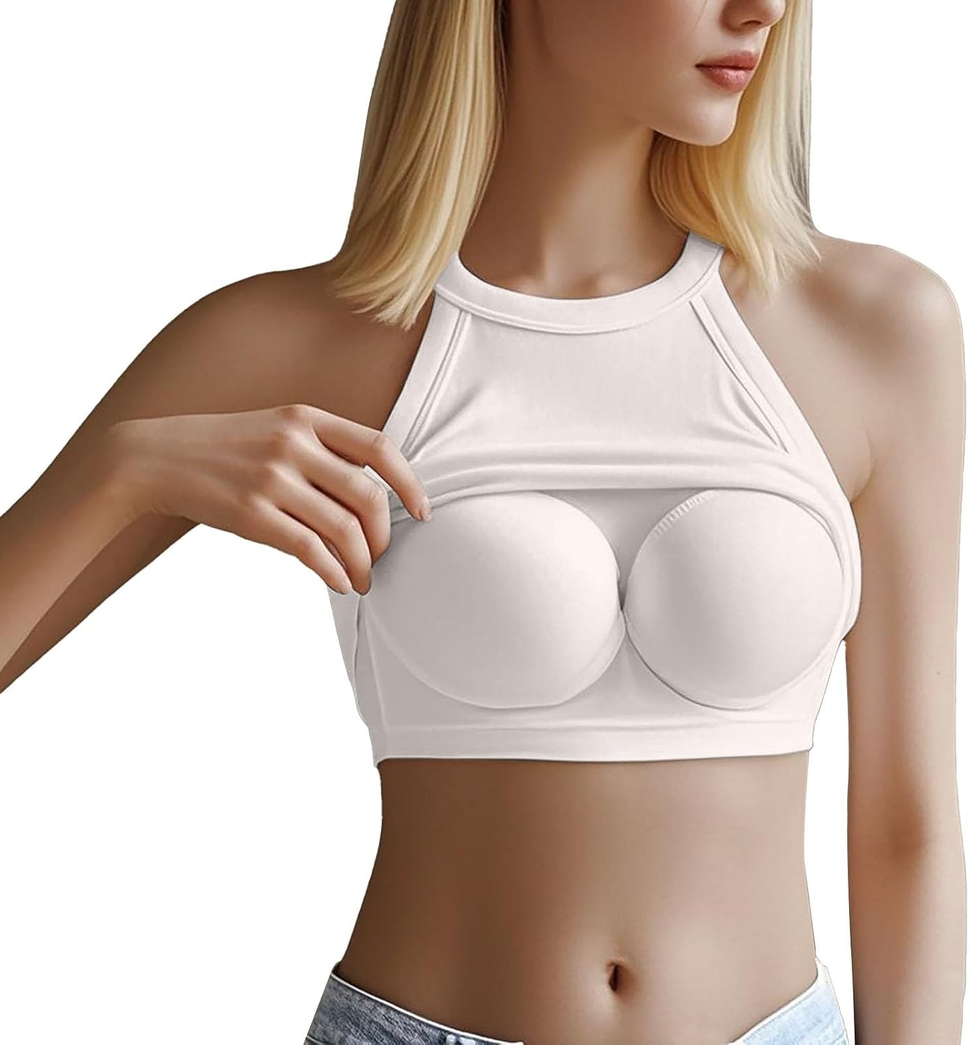 Womens Racerback Workout Tank Tops Built in Bra Double Lined Exercise Strapless Shapewear Plus Size Underwear