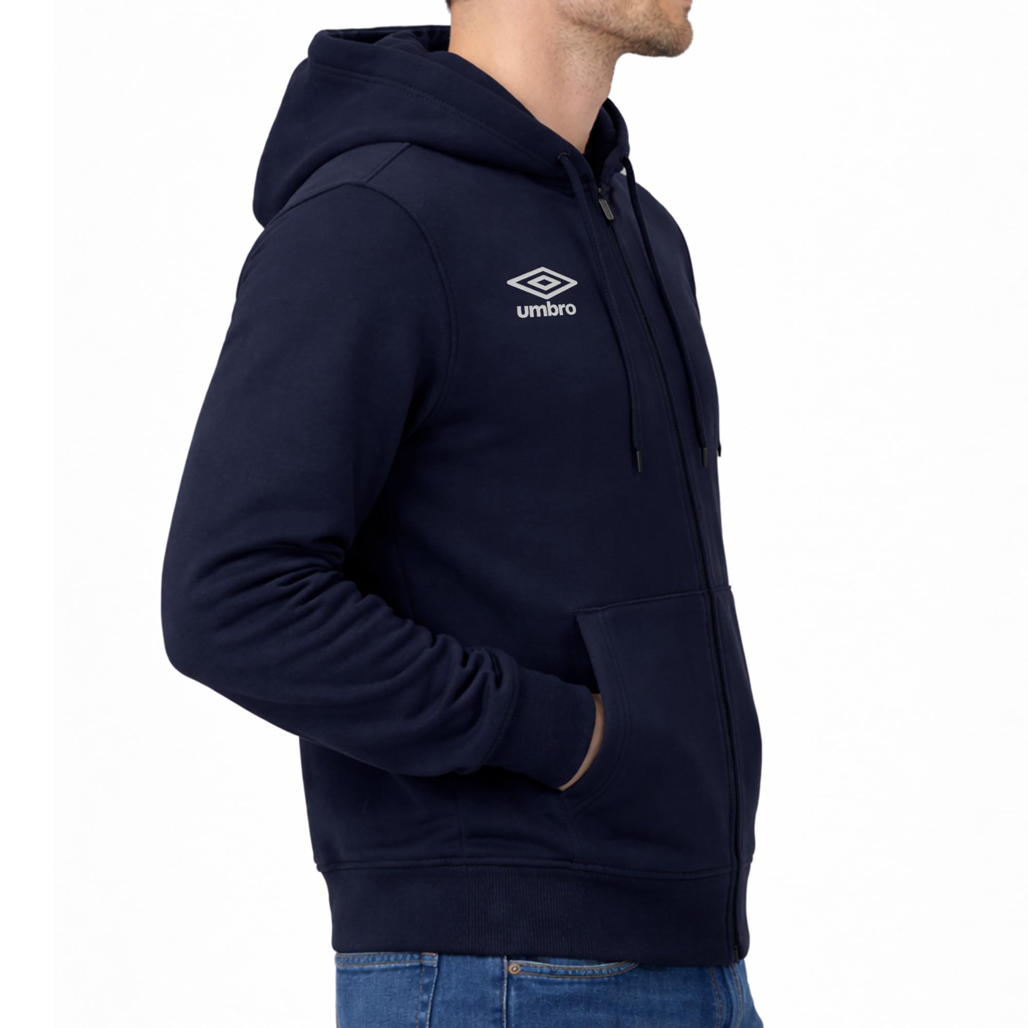 Umbro - Sweat à Capuche Homme, Fermeture zippée intégrale, Poches Kangourou, Coton Doux, Coupe Confortable, Sweat Sport et Casual