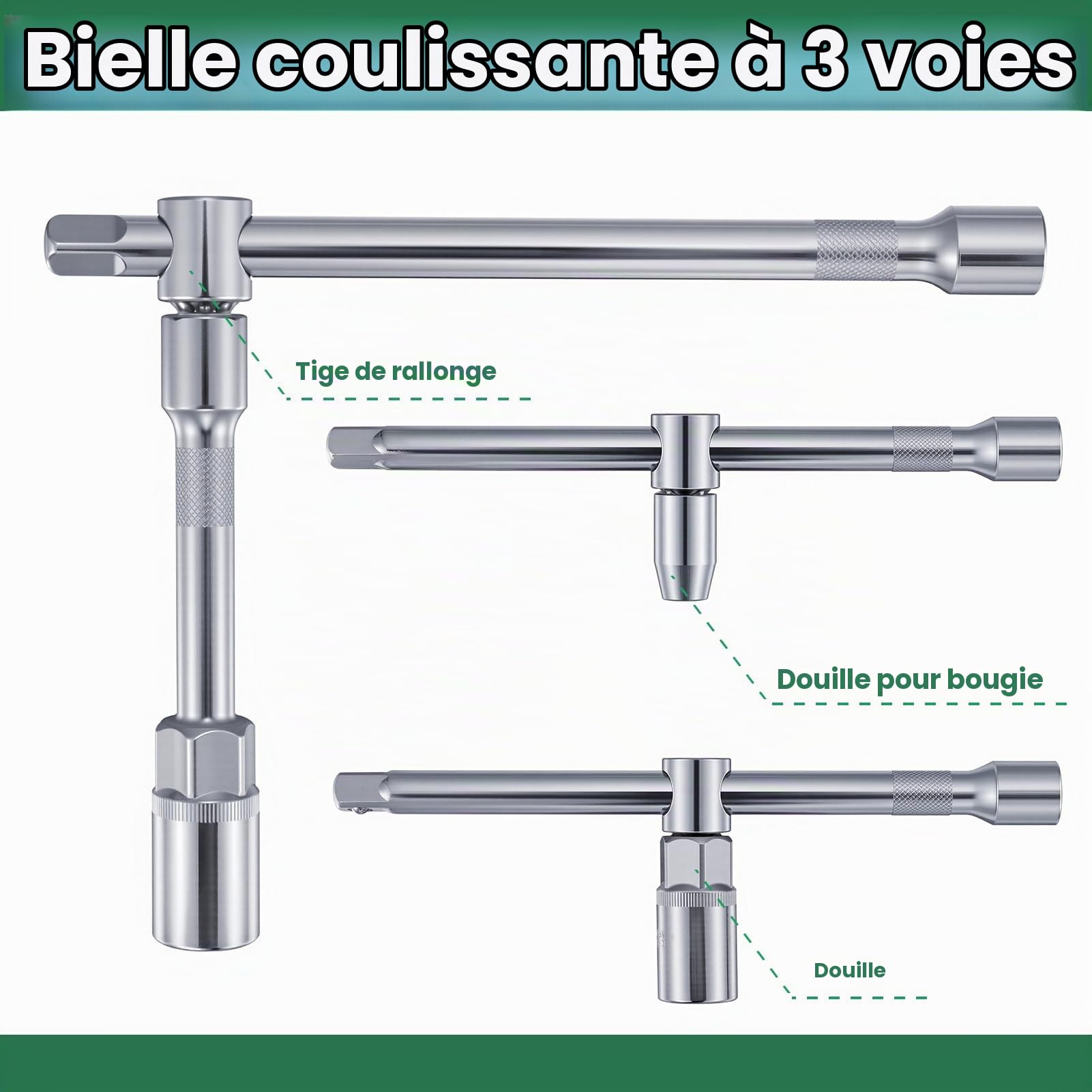 Ginour Coffret de Douilles 202 Pièces Clés à Cliquet 1/4", 3/8", 1/2" CR-V | Comprend douilles,rallonges, embouts, clés Allen et adaptateurs pour la réparation automobile,la maison et le bricolage.
