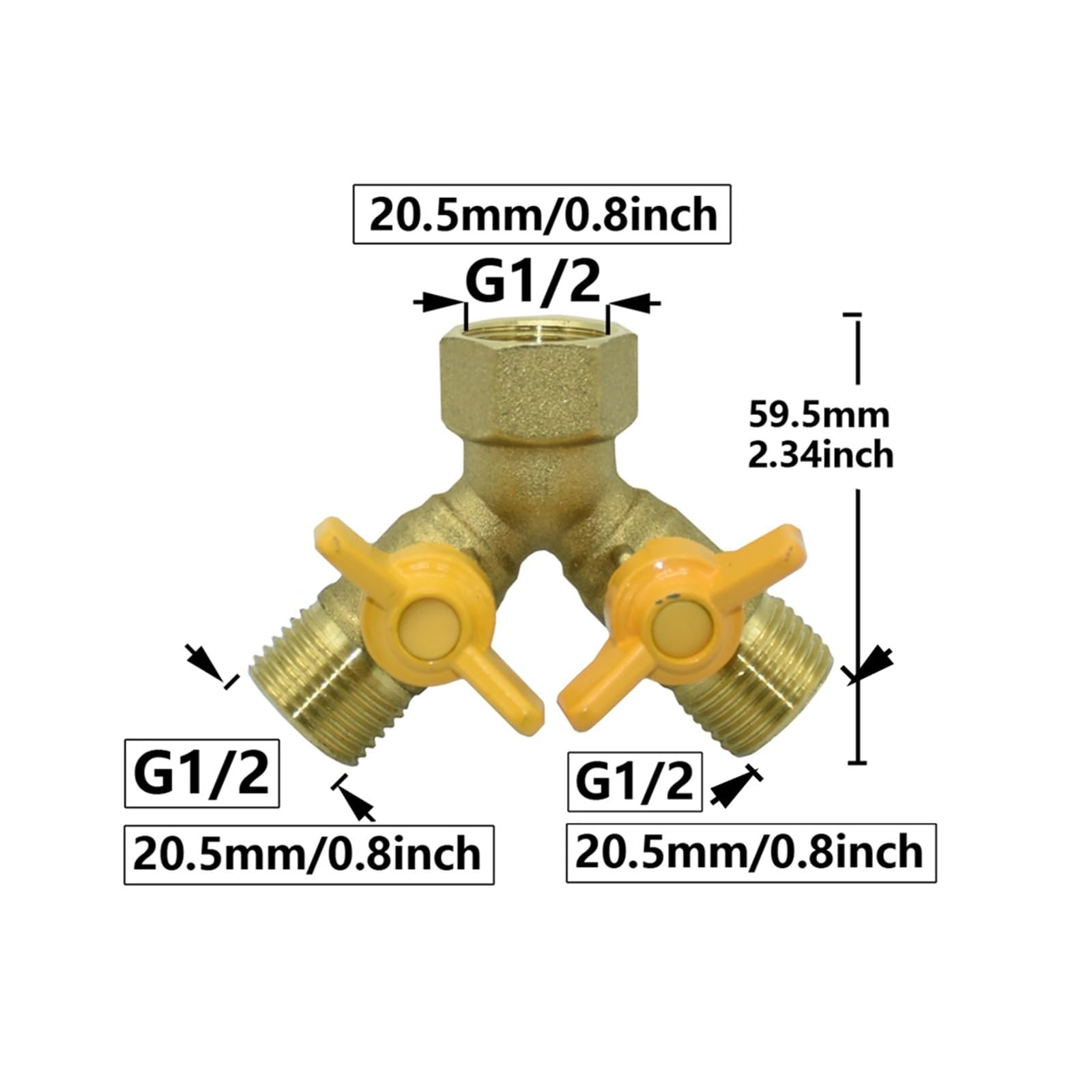 Distributore per tubo da giardino Splitter connettore filettato maschio femmina 1/2" in ottone a 2/3 vie