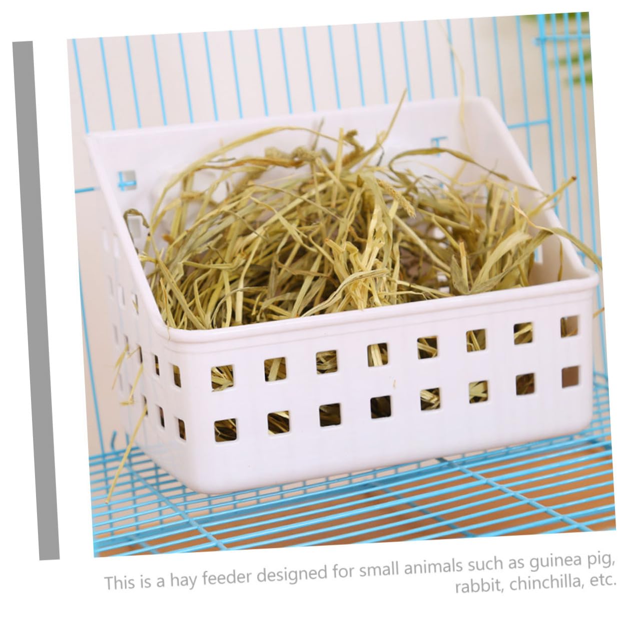 Râtelier à Foin pour Lapin à Fixation Fixe, Lot de 2, Plastique Blanc