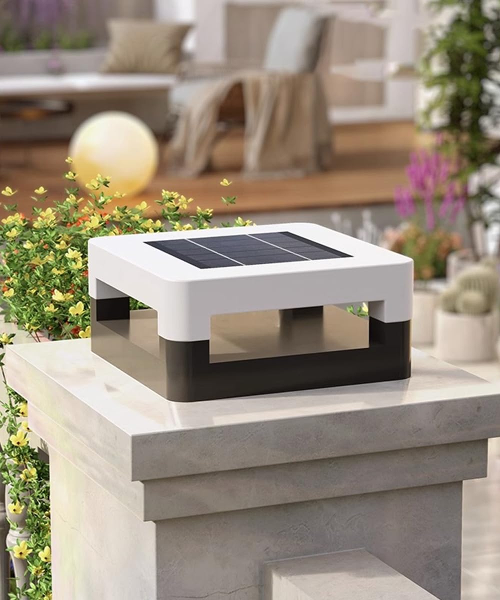 Luci a Colonna a LED solari, Lampada da Esterno a Colonna, Illuminazione da Esterno per Esterni, Lampada da palo, IP65 Impermeabile, Luce a Colonna per Recinzione e Patio, Luce Solare per tettoia