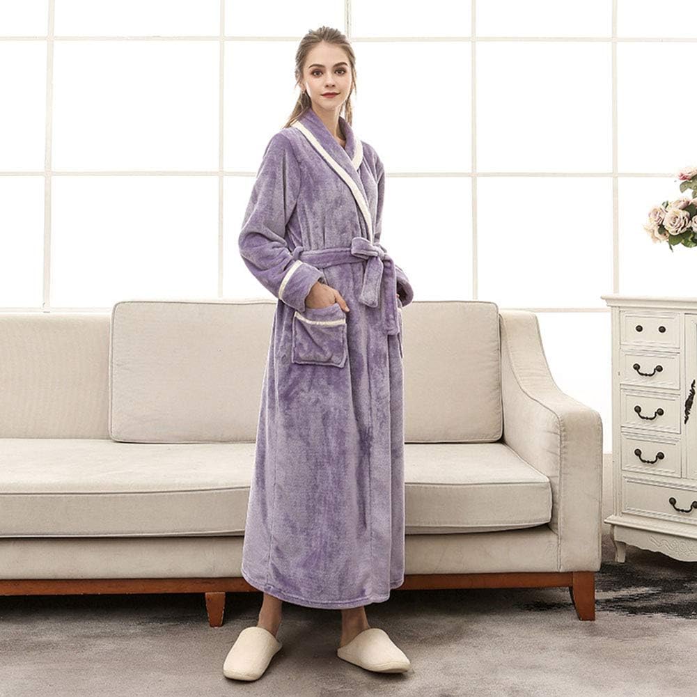 Lightweight Flannel Bathrobe, Winter Plush Fluffy Long Plush Bathrobe Home Clothes, Men Women Soft Comfortable Sleepwear Bath Robe Loungewear Home Clothes,C,XXXL