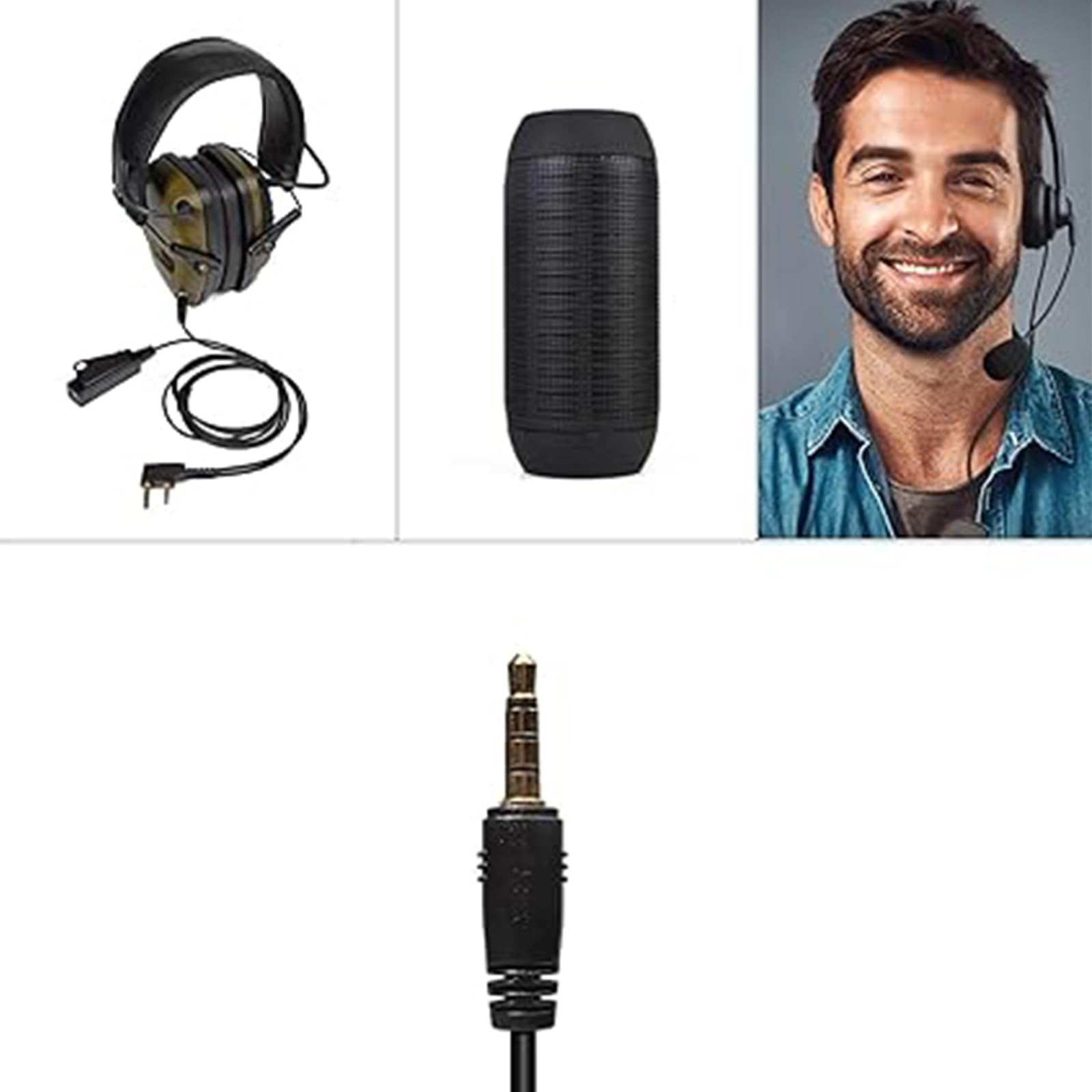 UAYESOK Adapter do słuchawek radiowych, 2-pinowy kabel interfejsu audio AUX Kenwood na 3,5 mm, adapter do zestawu słuchawkowego z PTT, do Baofeng Kenwood Quansheng, 2-drożne radio do elektronicznych