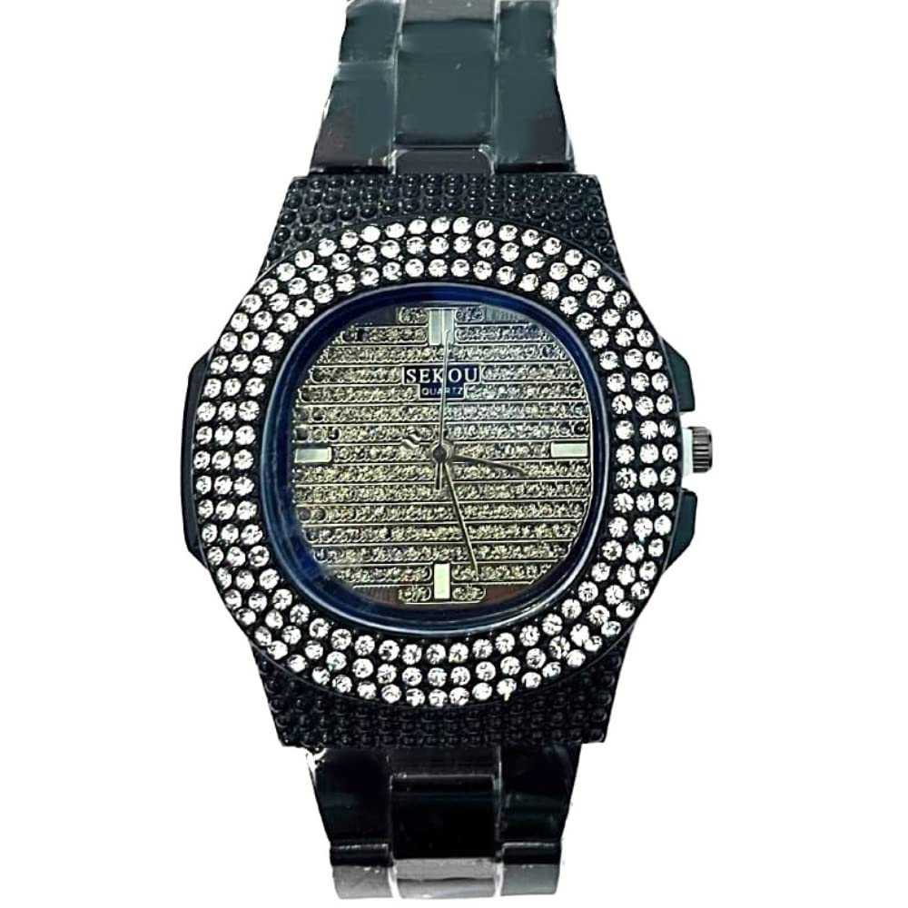 ZOVUTA Stylish Pearls/Nug Engraved Analogue Dial Chain Wrist Watch for Mens - Black (B0C4TW6XYJ) Amazon Price History, Amazon Price Tracker